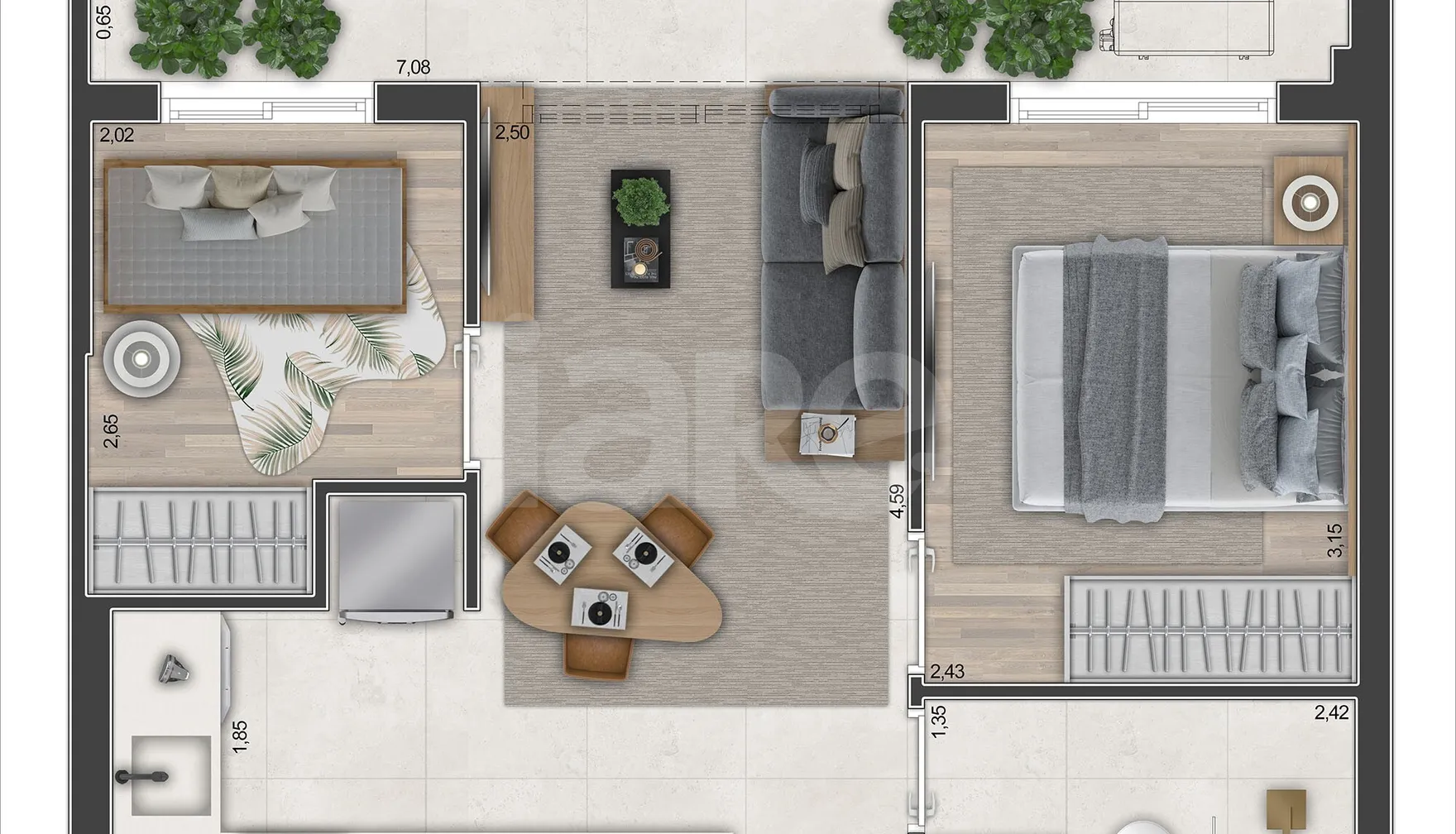 Planta — Apartamento 43,26 m²