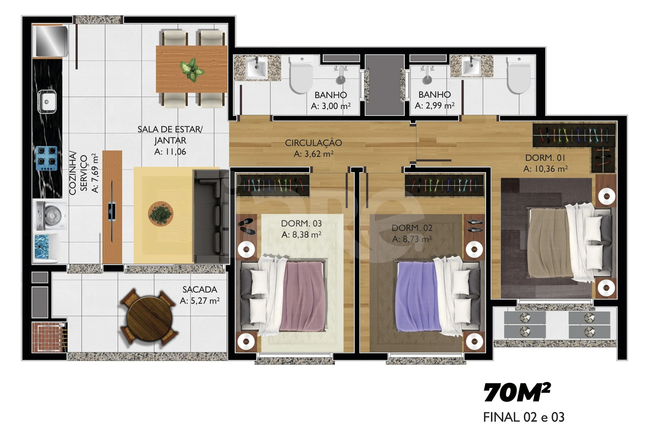 Planta — Apartamento 70 m²