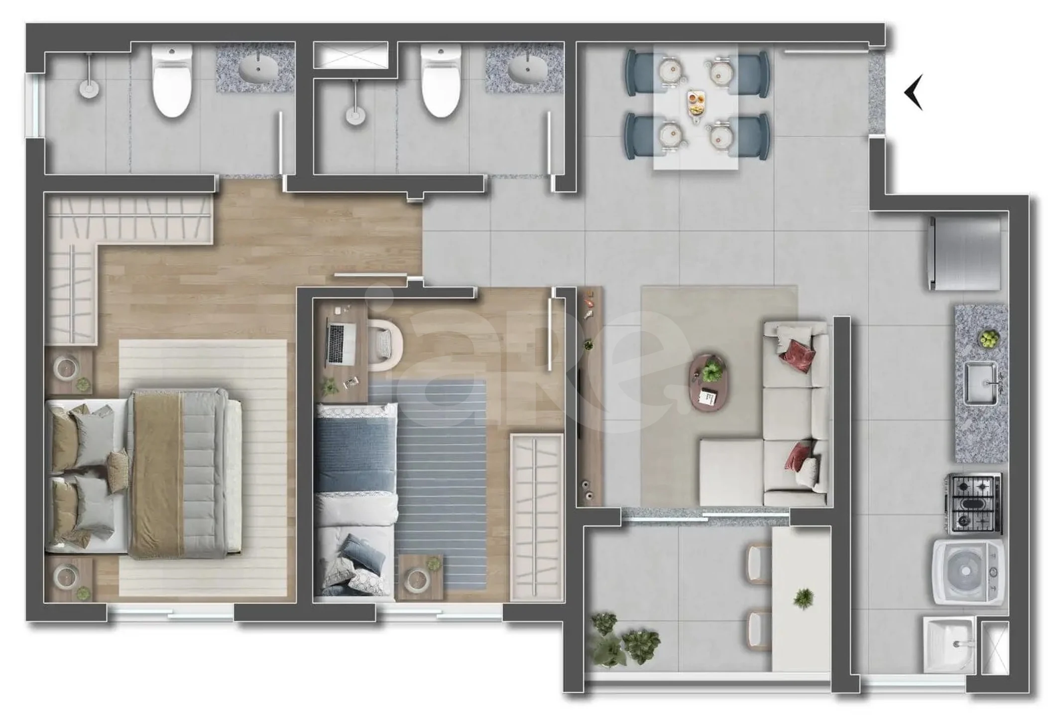 Planta — Apartamento 53,99 m²