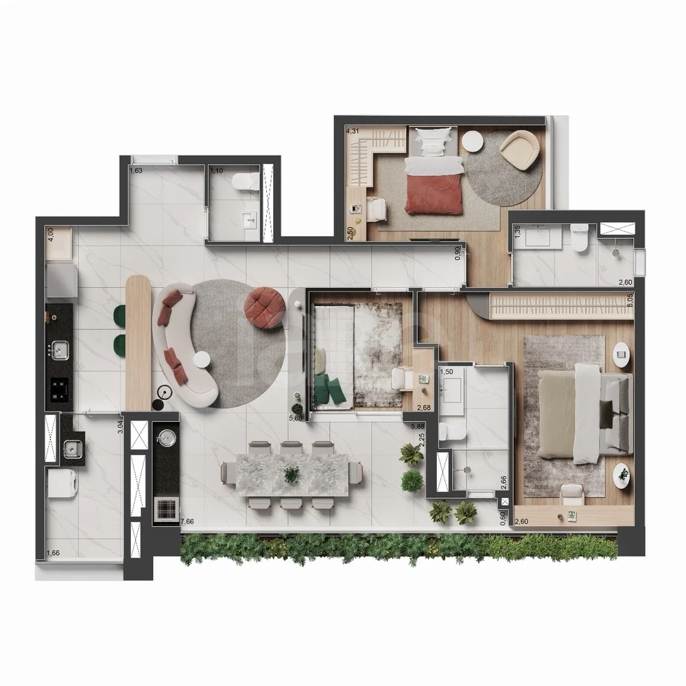 Planta — Apartamento 106,9 m²