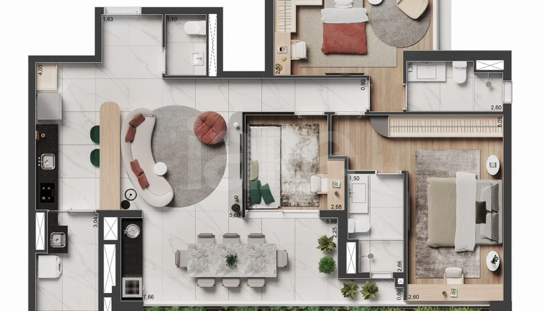 Planta — Apartamento 106,9 m²