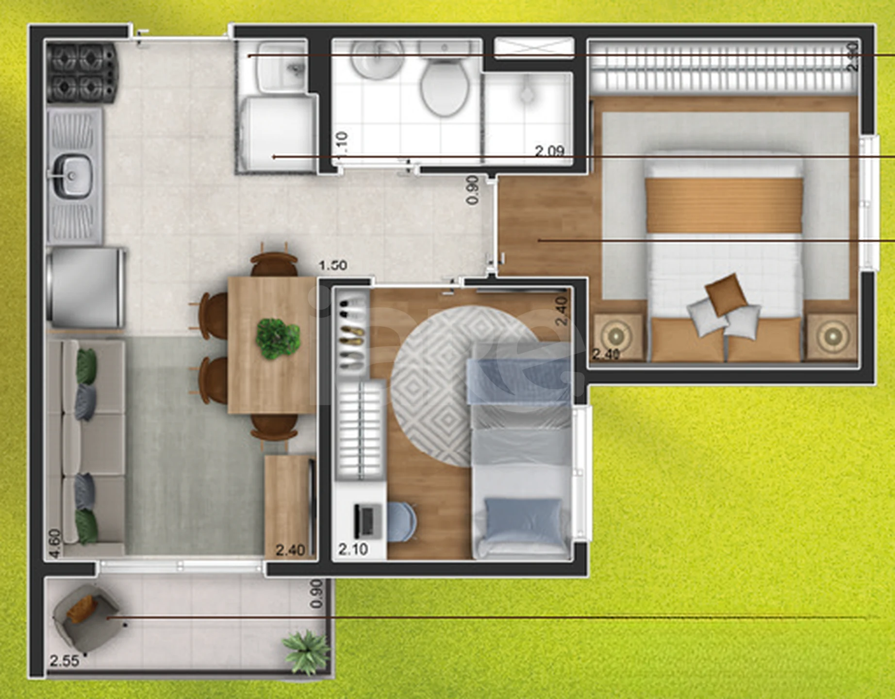 Planta — Garden 34,79 m²