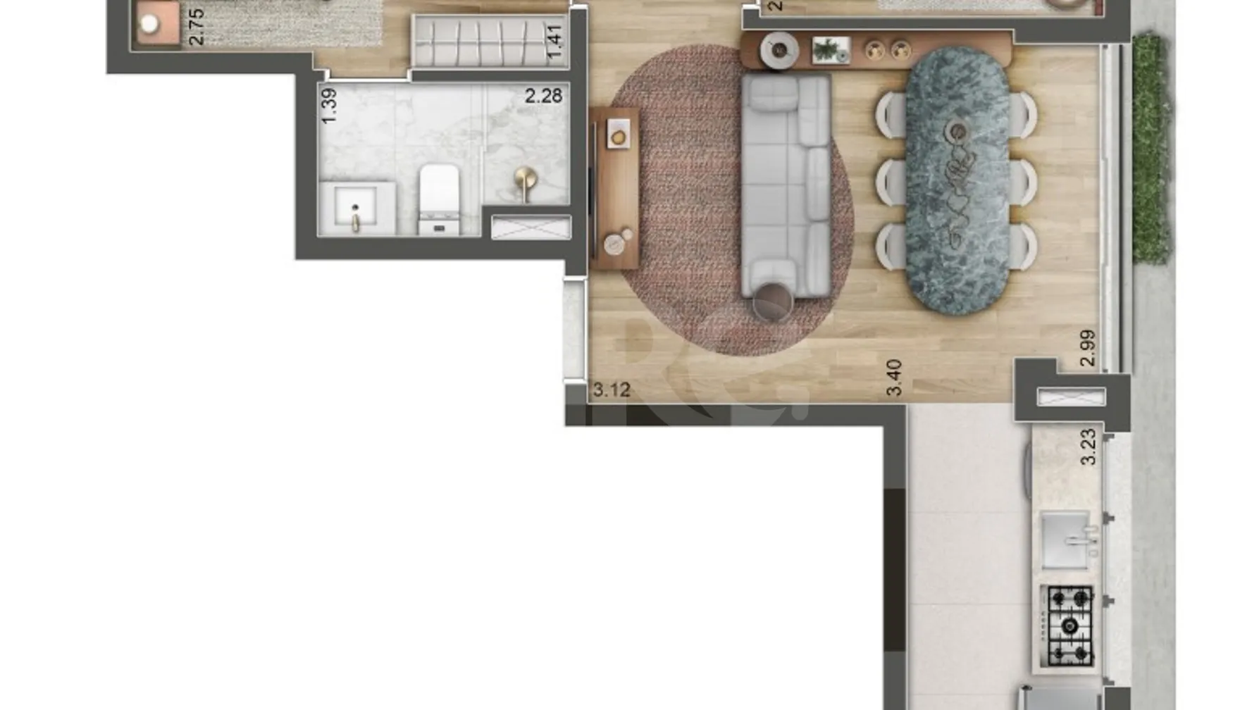 Planta — Apartamento 64,37 m²