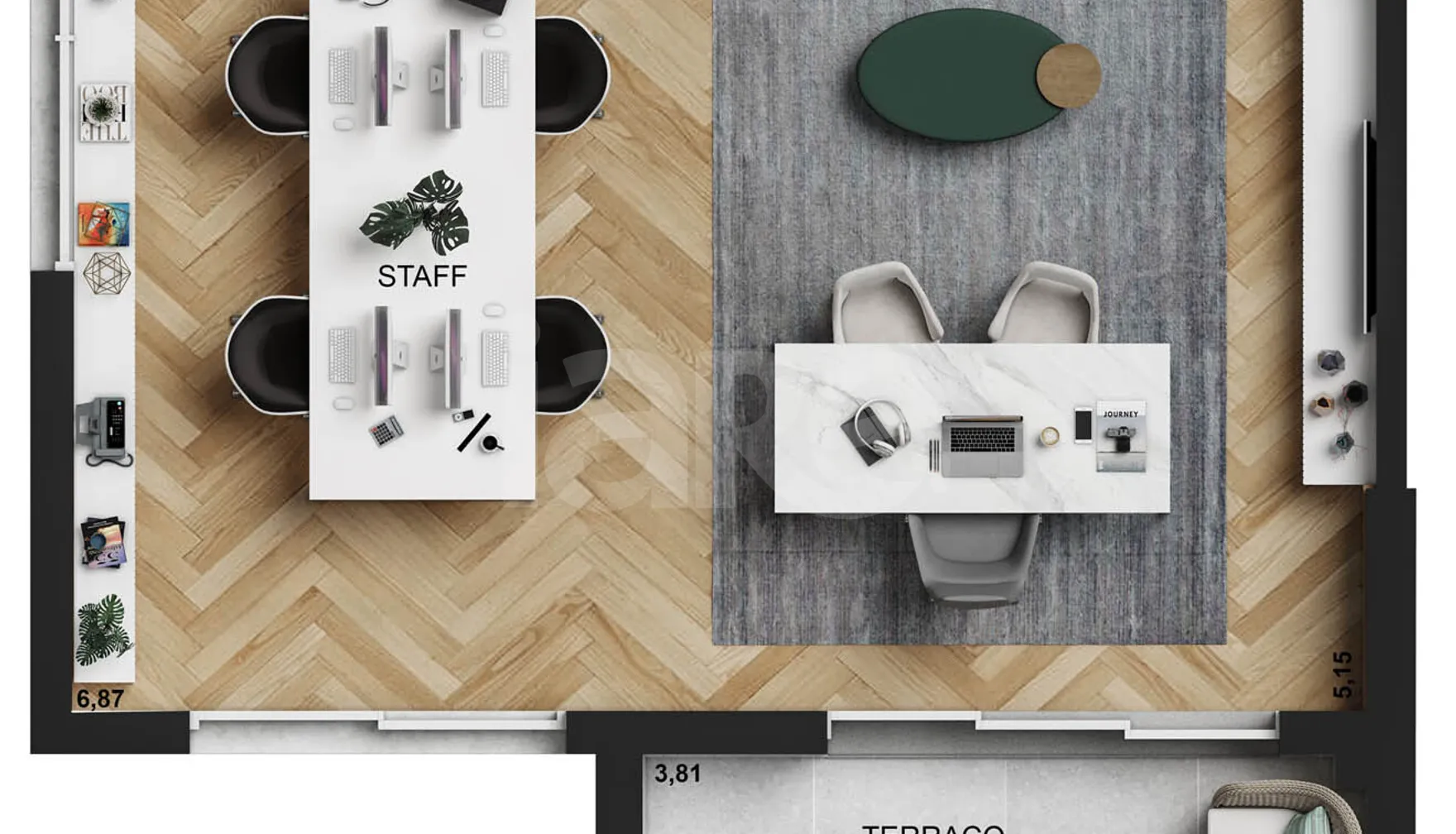Planta — Sala com Área Ext. 47 m²