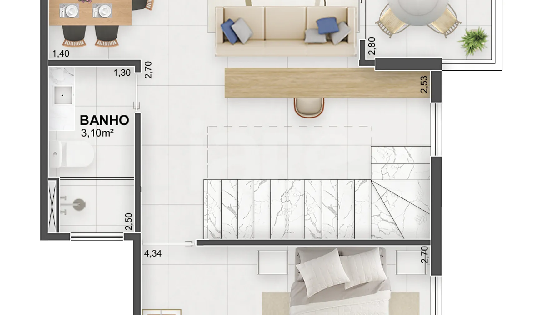 Planta — Cobertura Duplex 121,4 m²