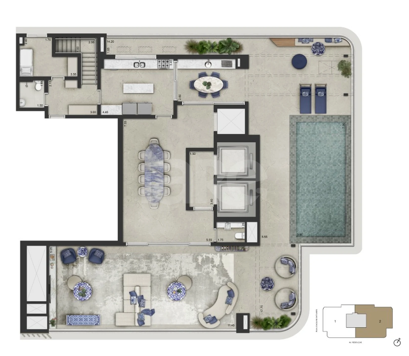 Planta — Cobertura Duplex 591,5 m²
