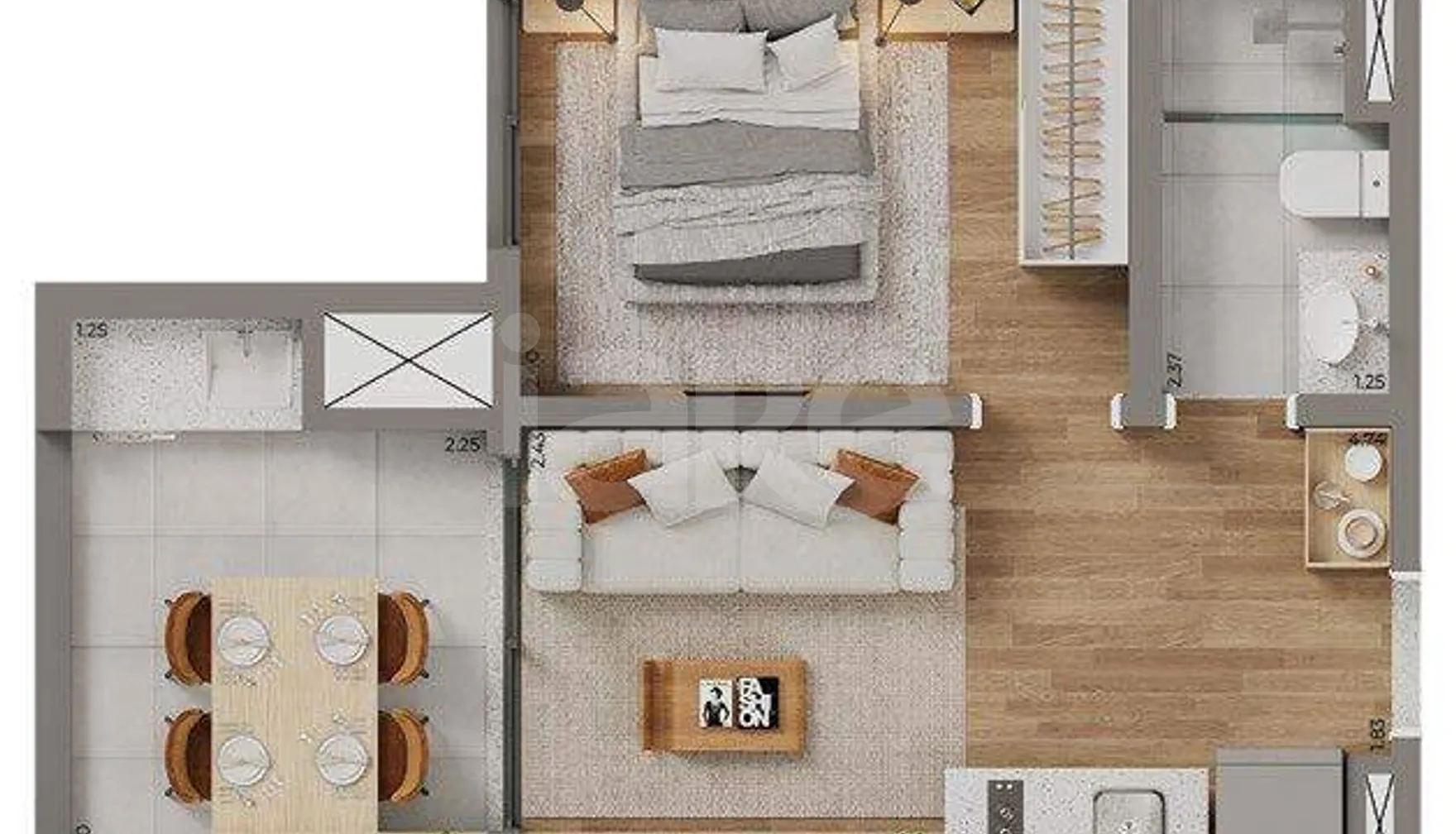 Planta — Apartamento 32,48 m²