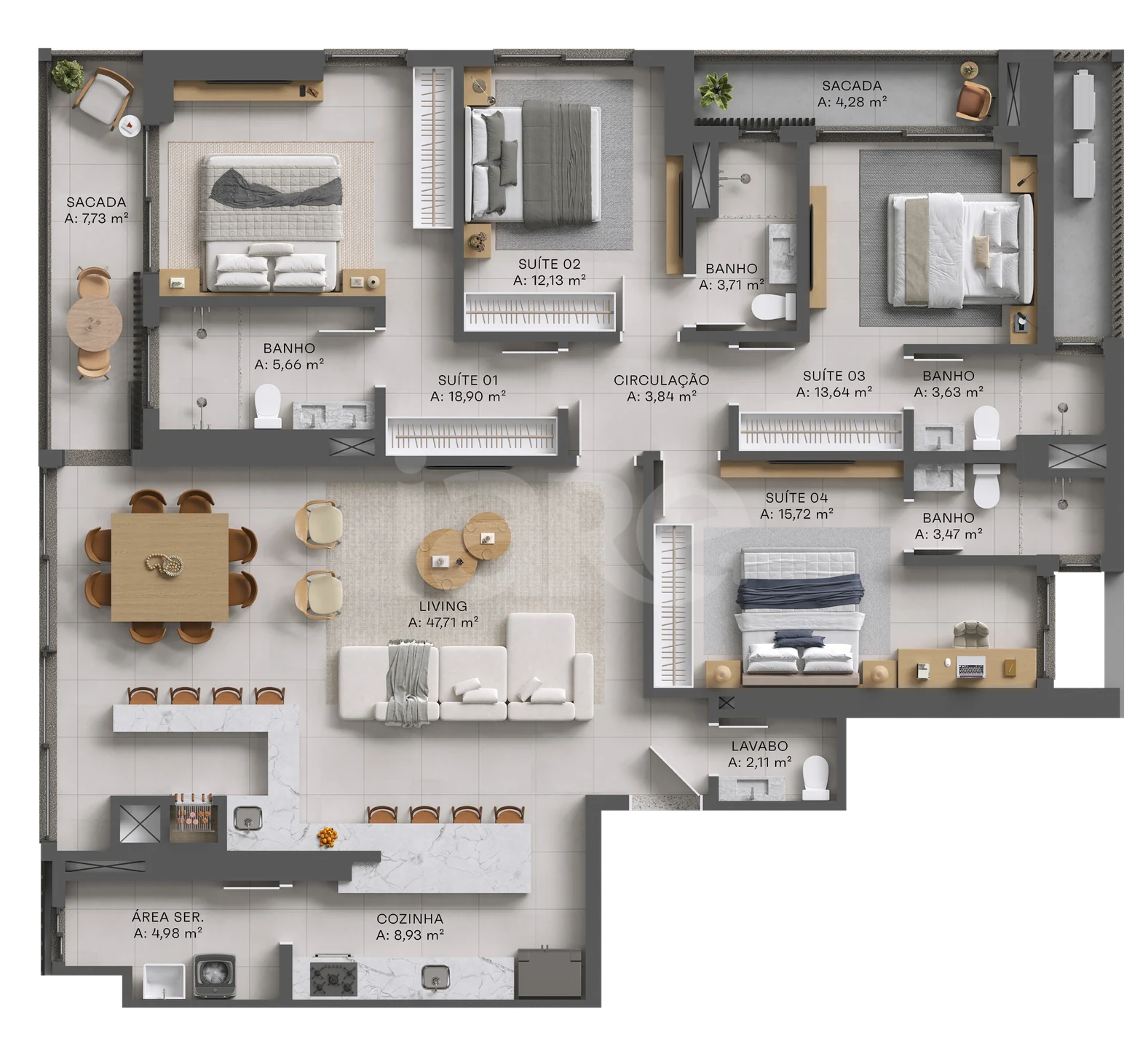 Planta — Apartamento 186 m²