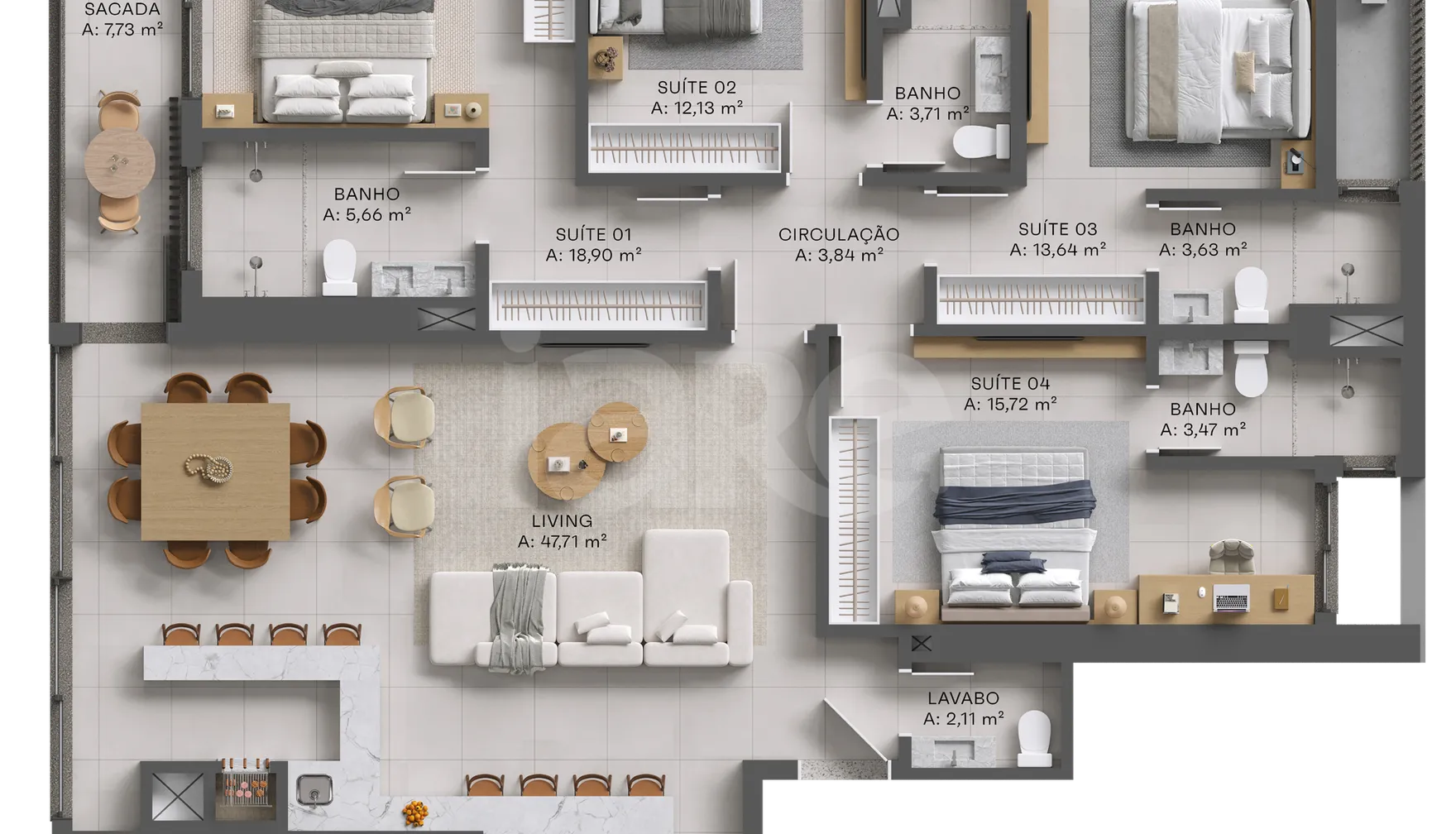 Planta — Apartamento 186 m²