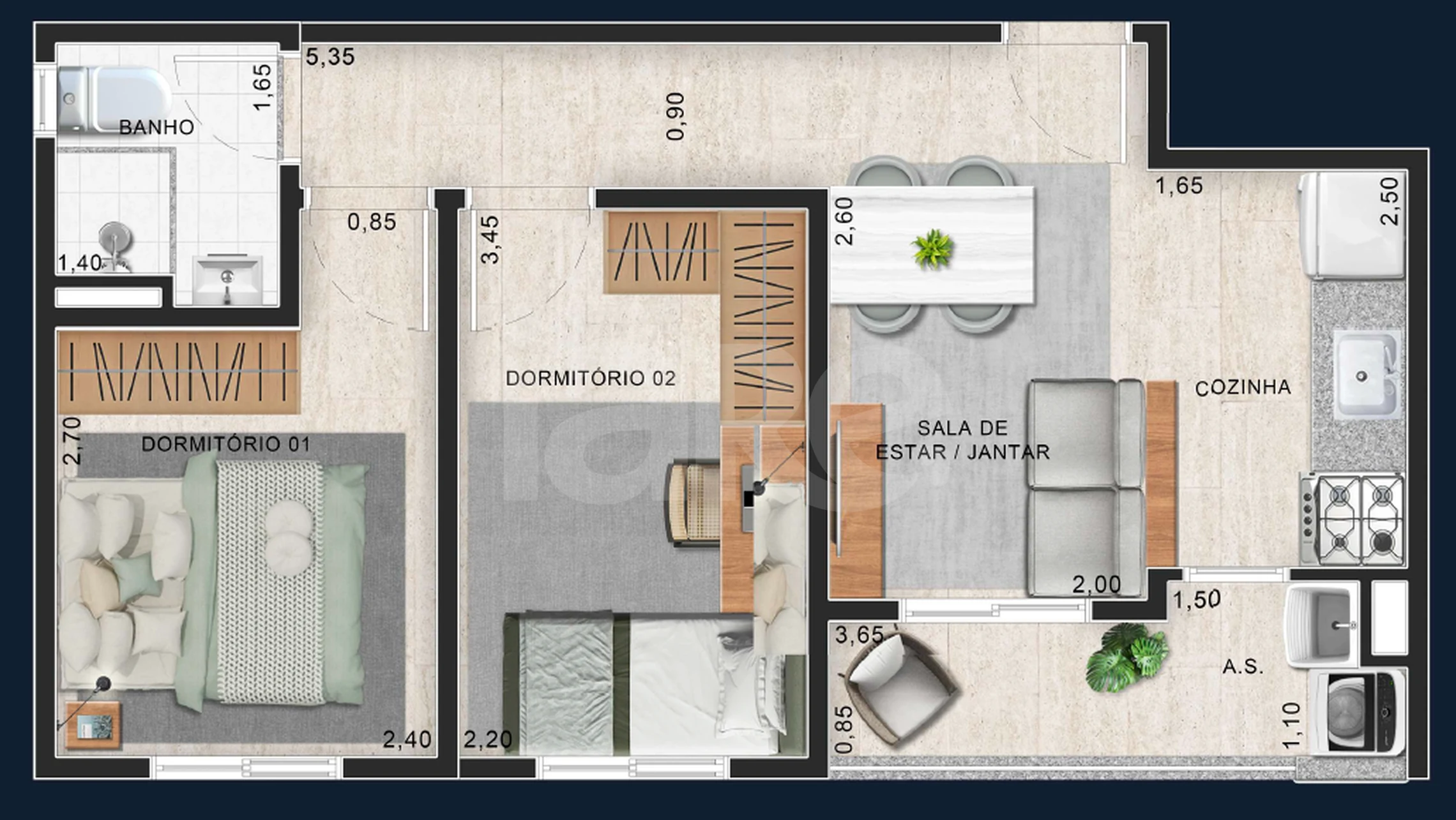 Planta — Apartamento 40,12 m²