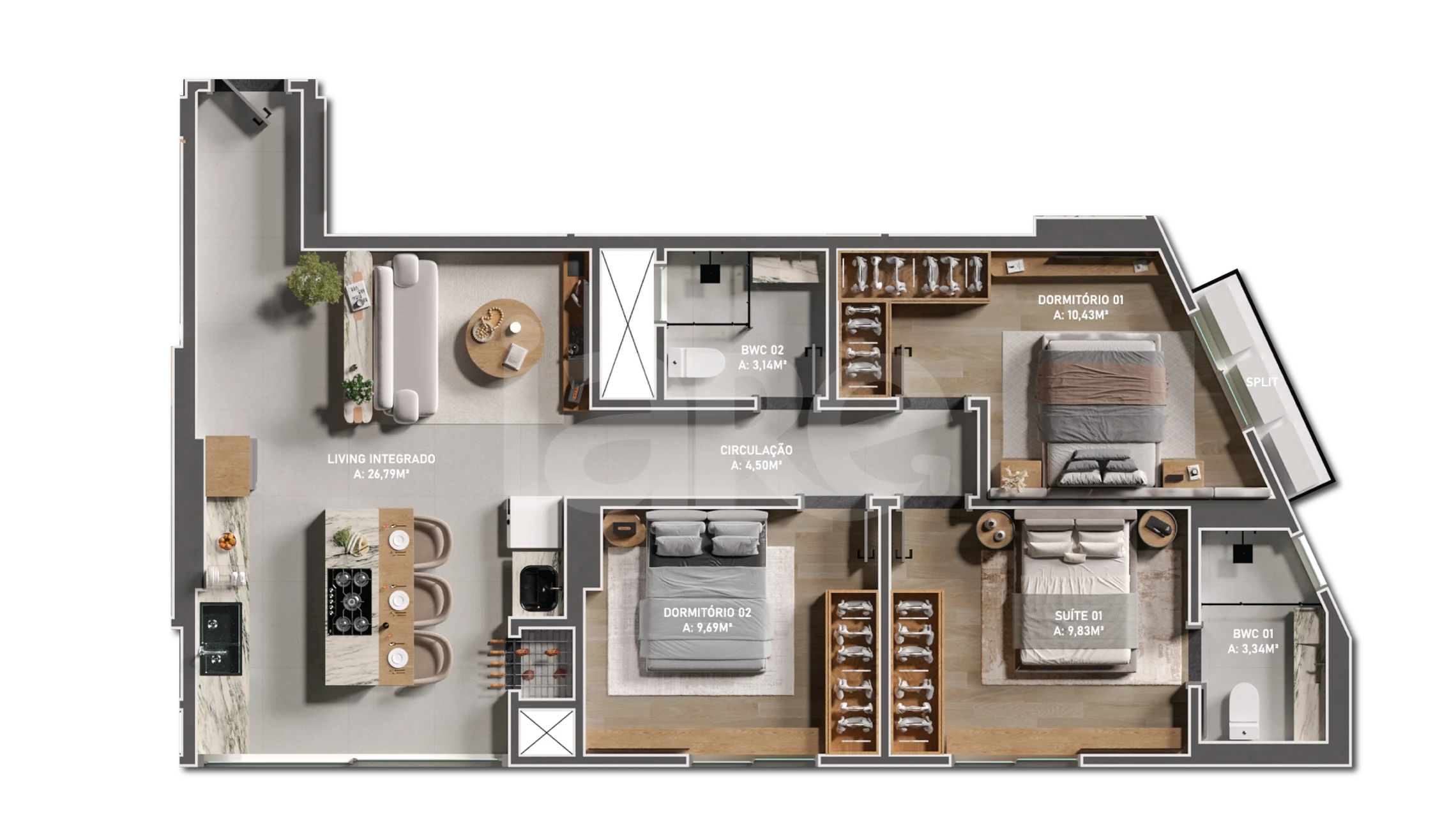 Planta — Apartamento 81,83 m²