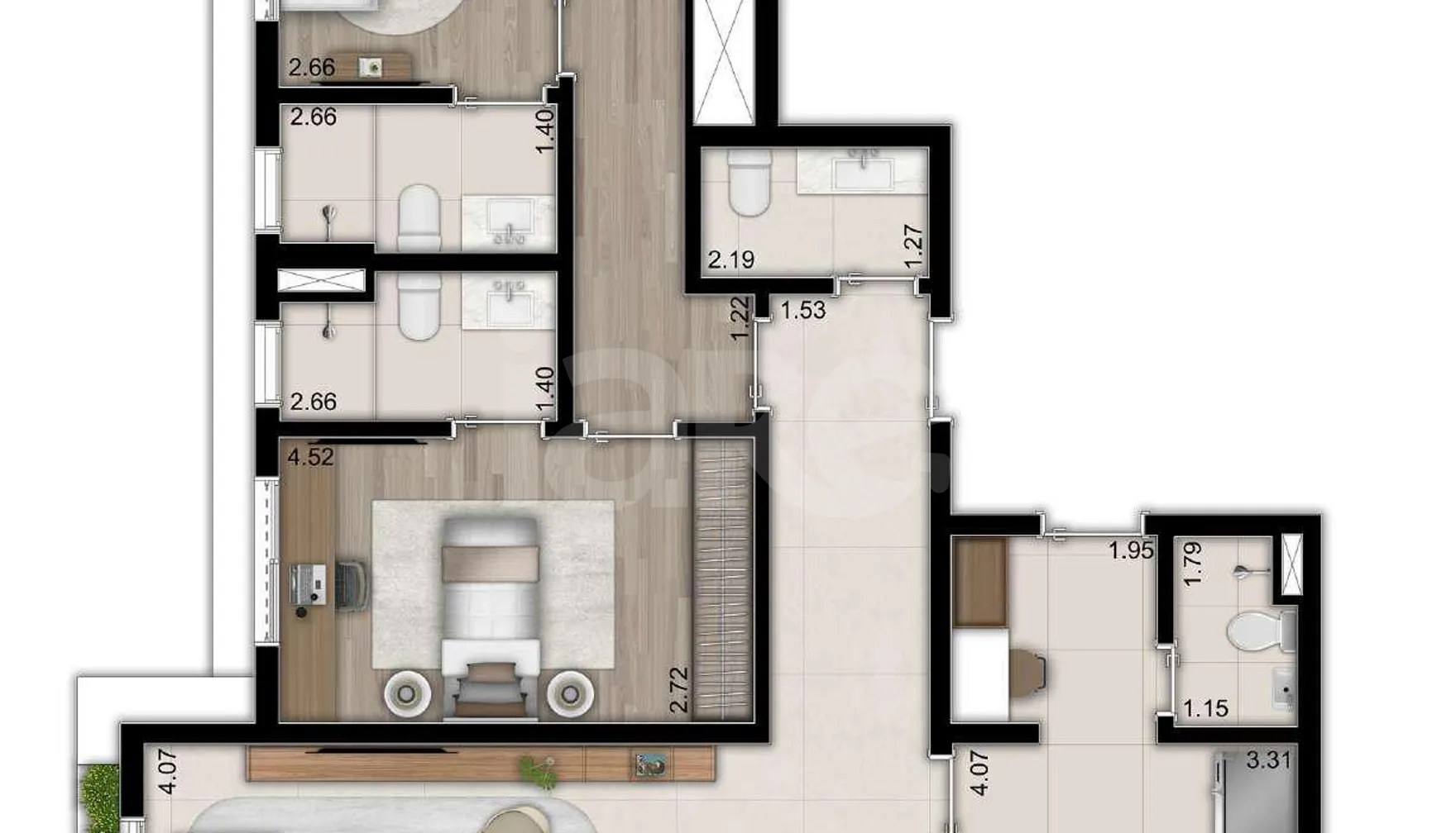 Planta — Apartamento 173 m²