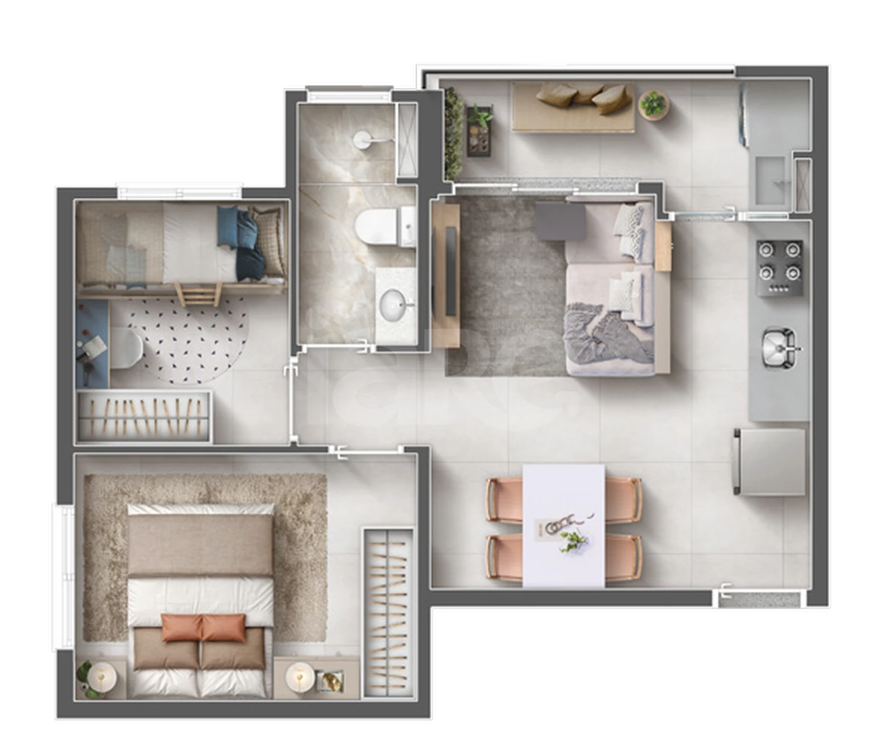 Planta — Apartamento 36,94 m²