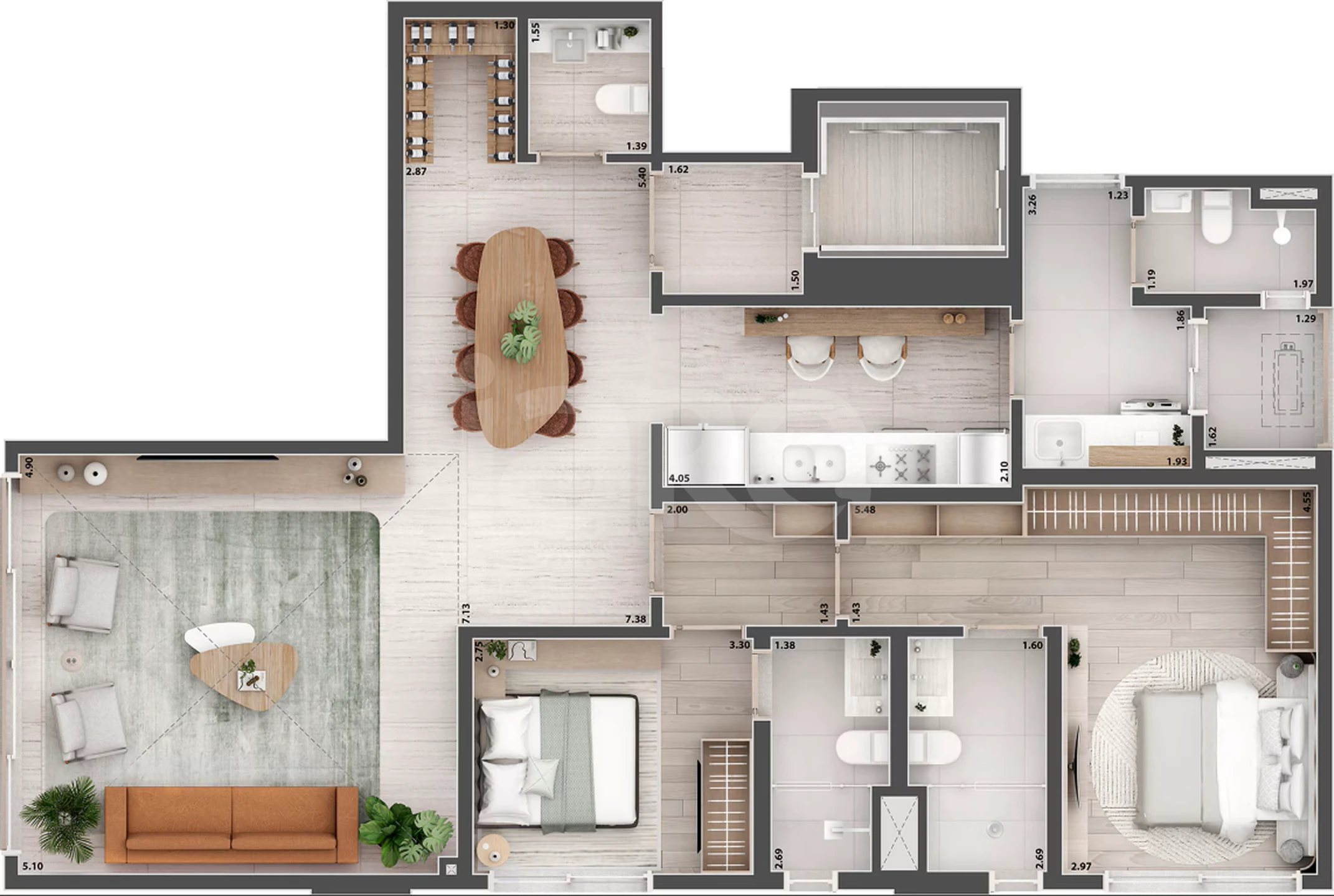 Planta — Apartamento 121,81 m²