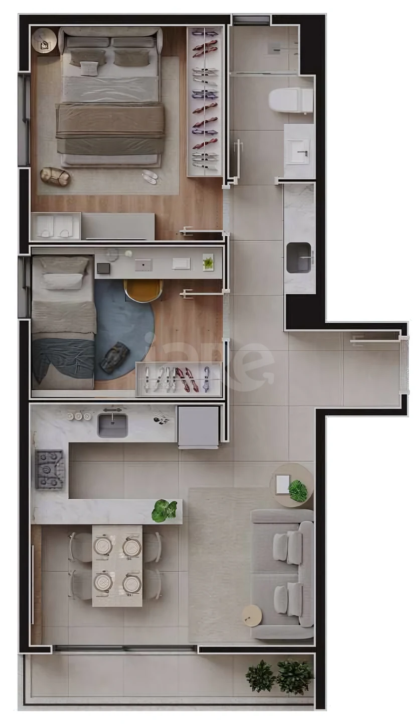 Planta — Apartamento 55,14 m²