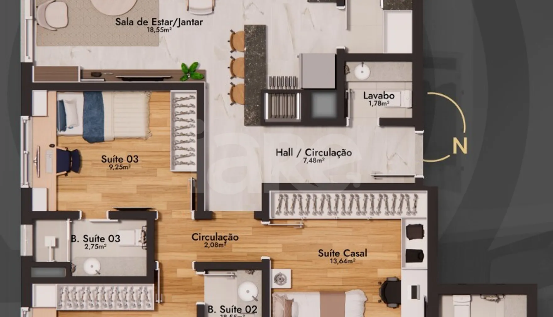 Planta — Apartamento 99,28 m²