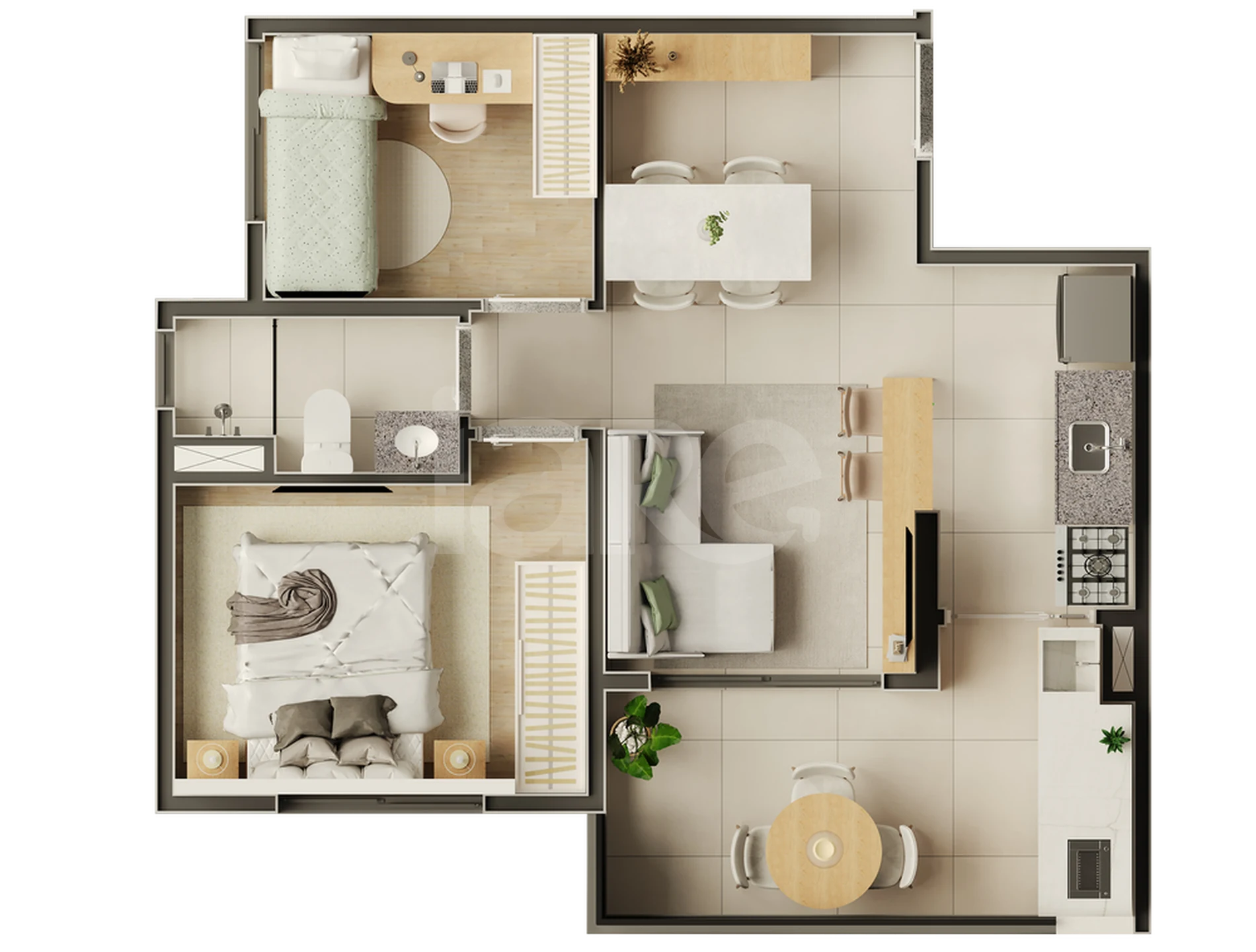 Planta — Apartamento 43,08 m²