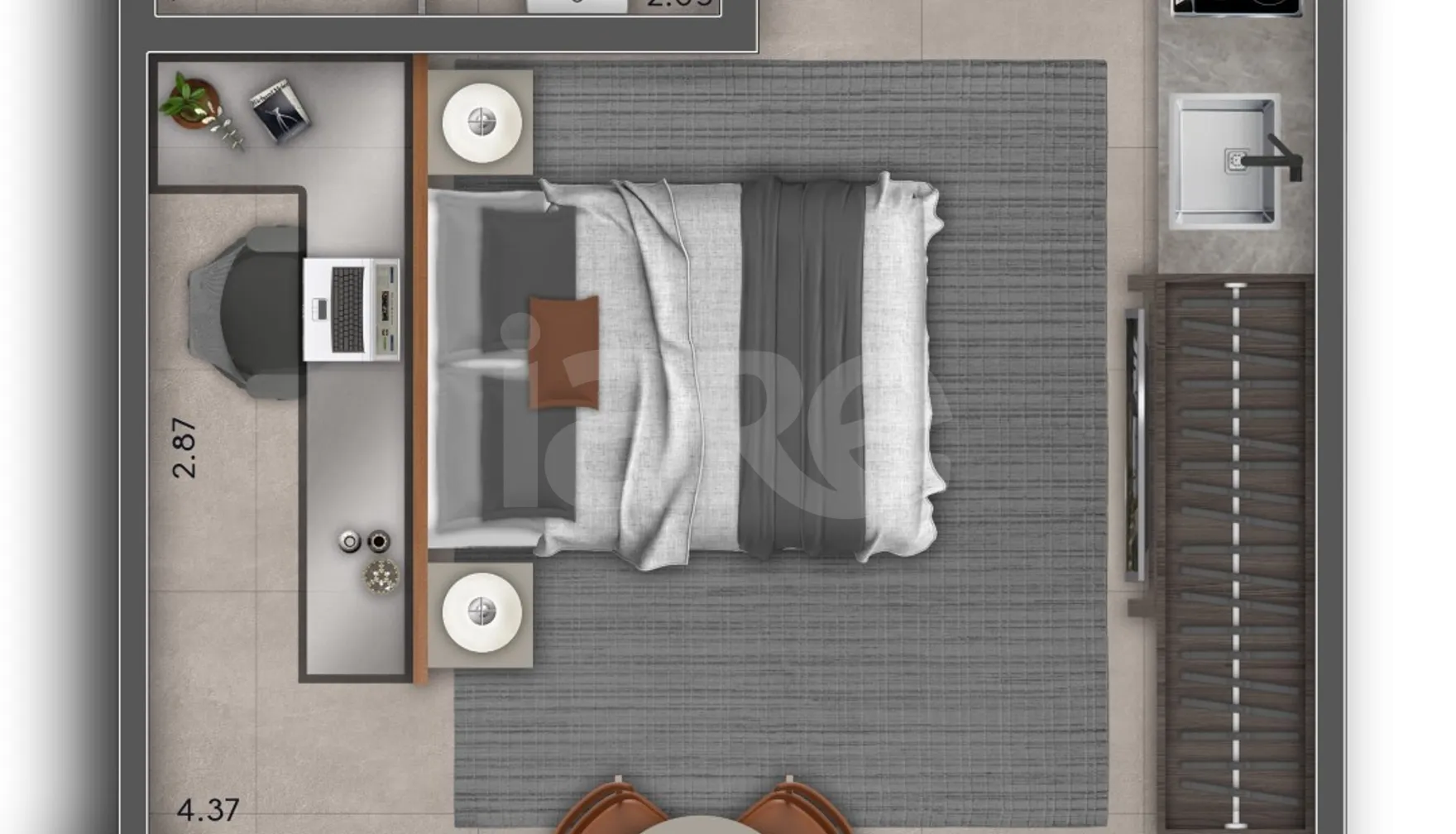 Planta — Studio 29,09 m²