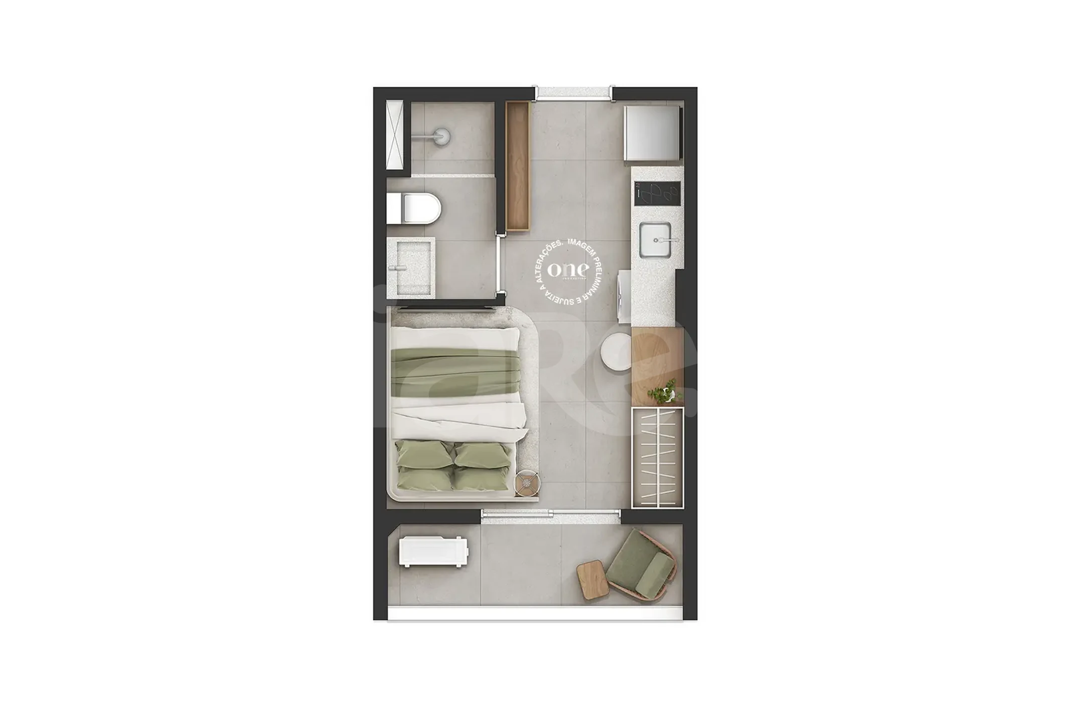 Planta — Studio 19,64 m²