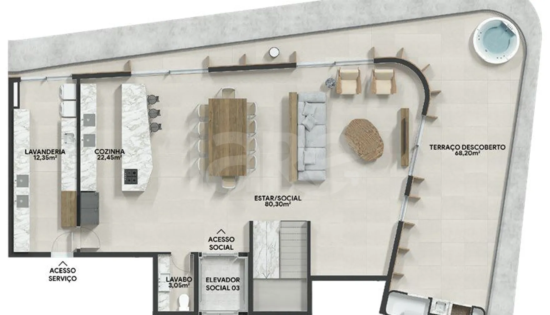 Planta — Cobertura Duplex 312,49 m²