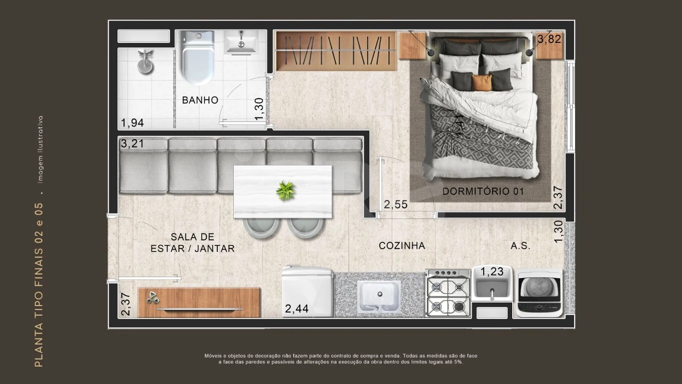 Planta — Apartamento 24,02 m²