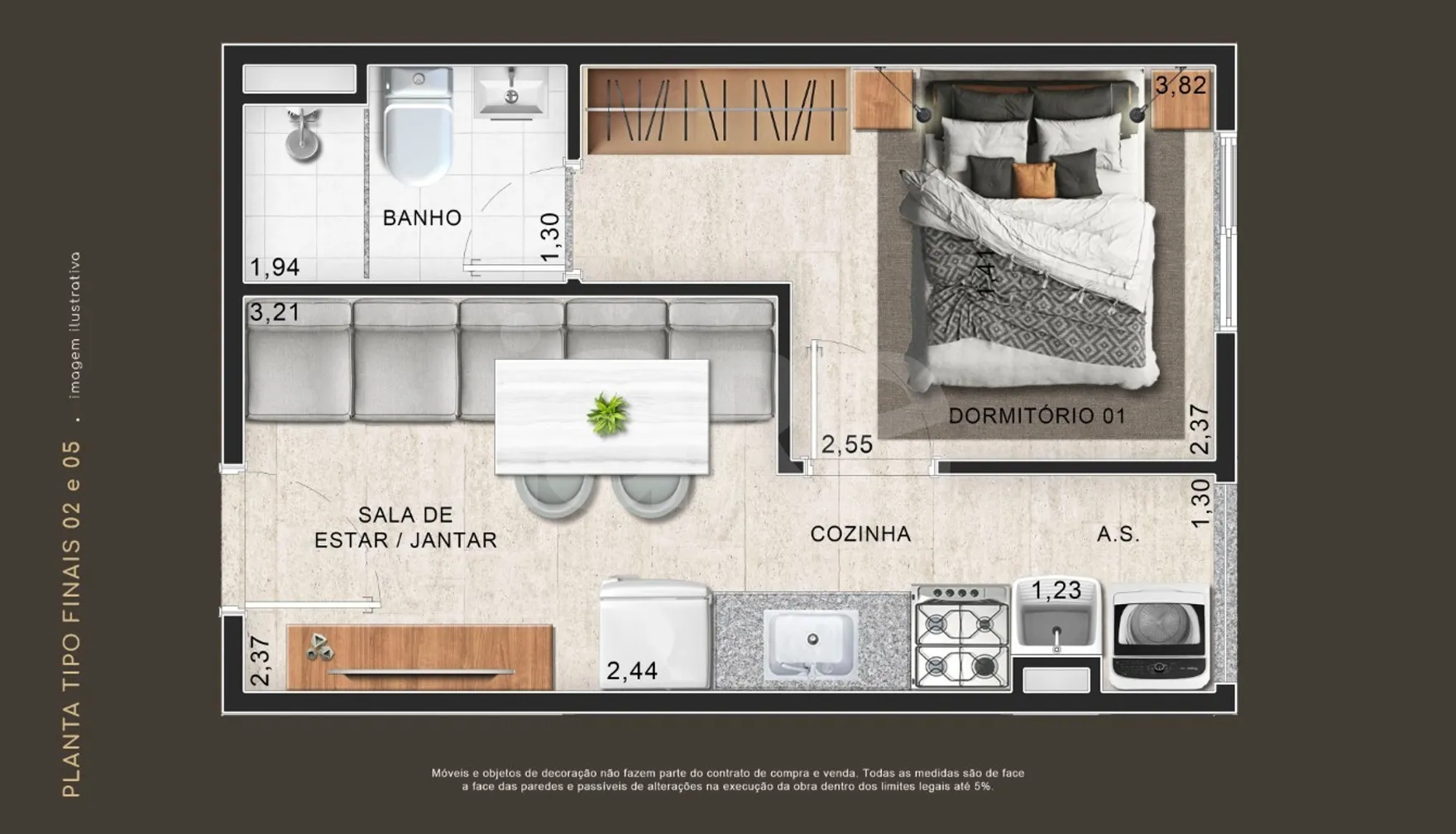 Planta — Apartamento 24,02 m²