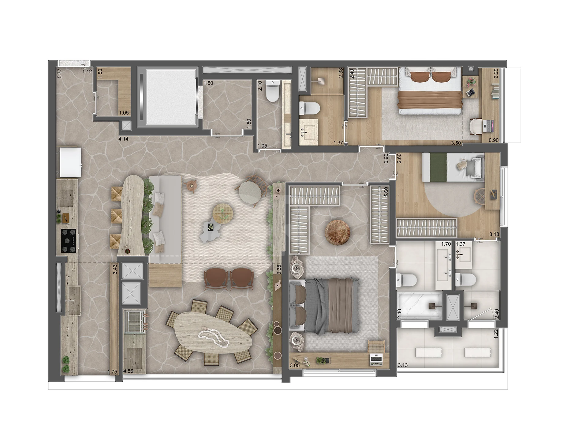 Planta — Apartamento 130,42 m²