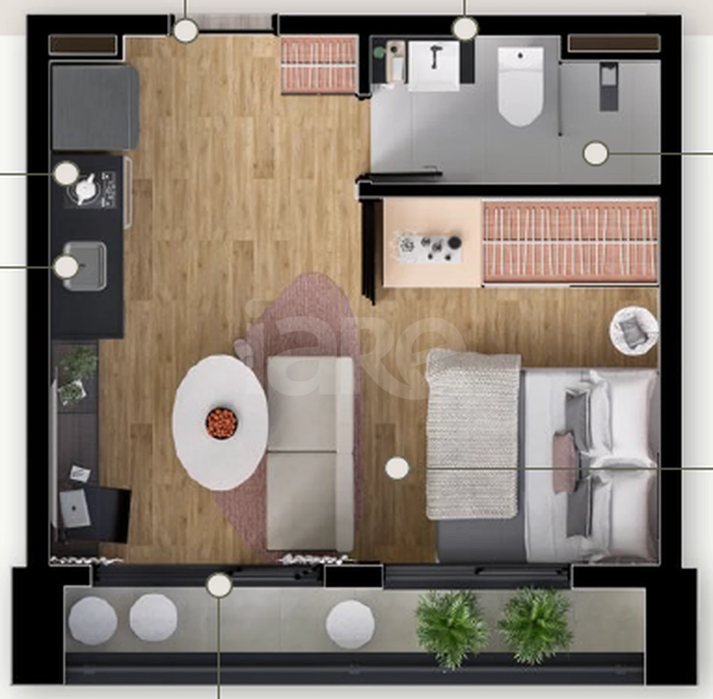 Planta — Studio 31,29 m²