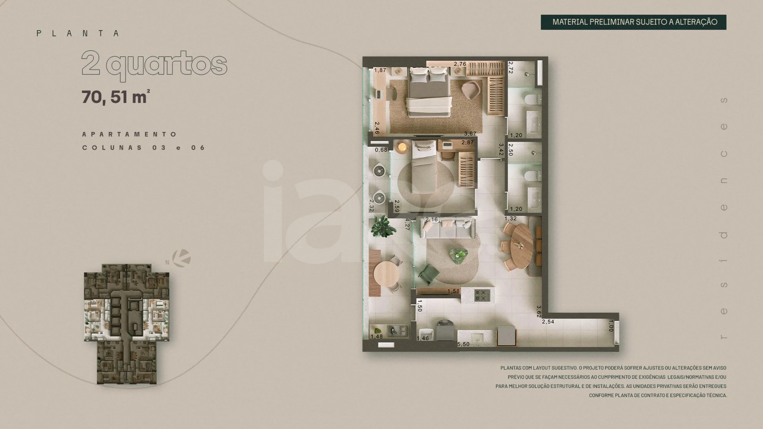 Planta — 2 quartos