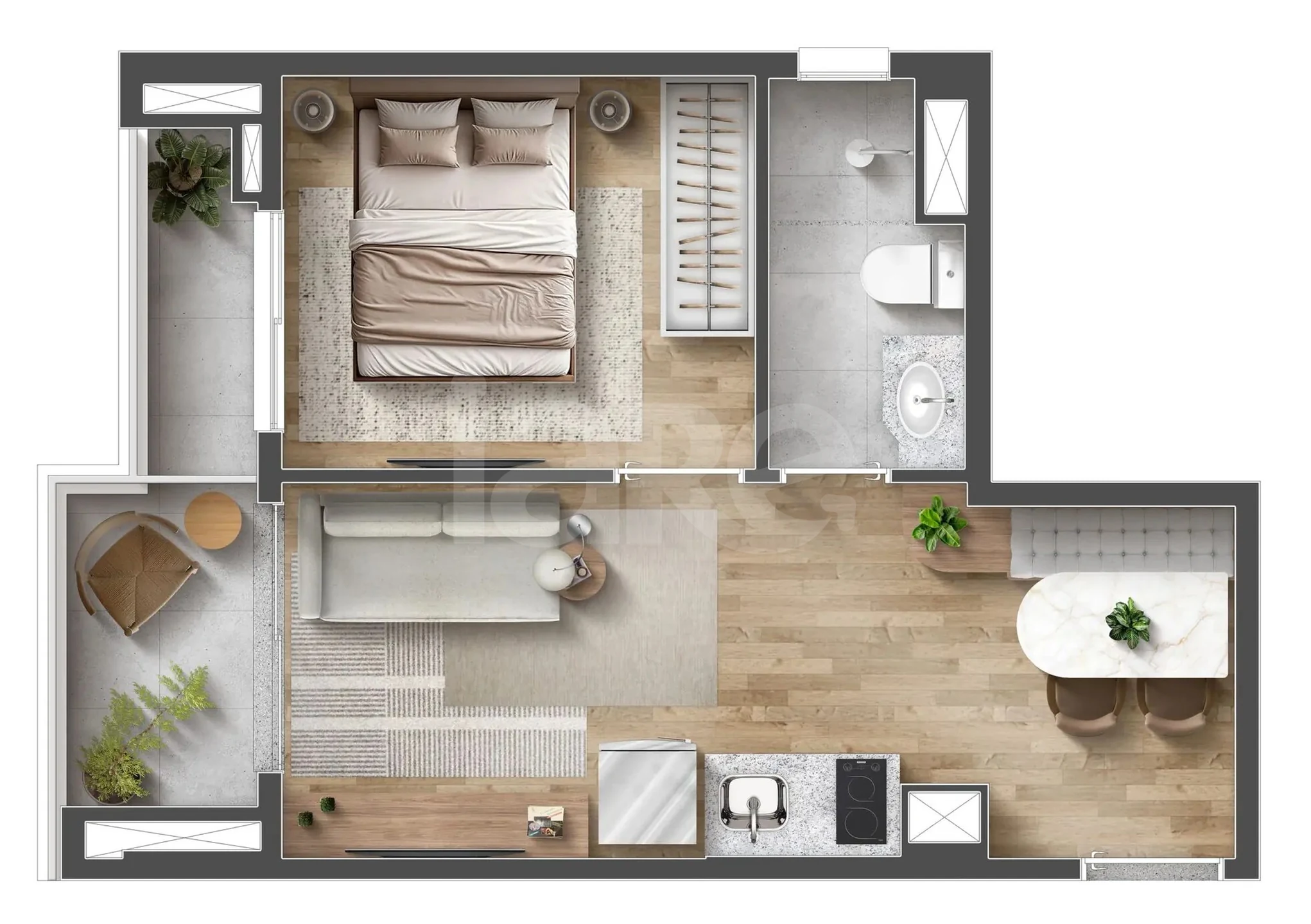Planta — Apartamento 33,04 m²
