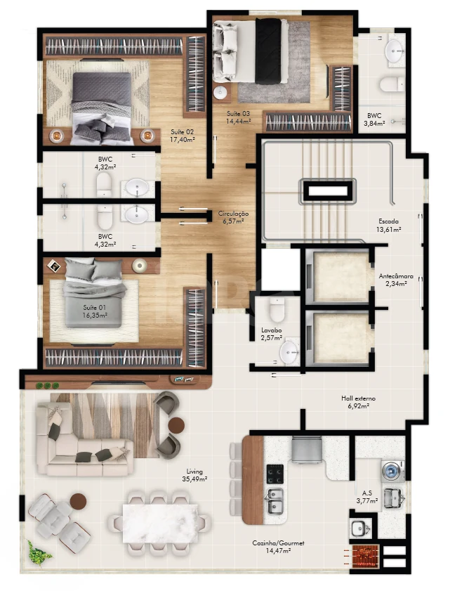 Planta — Apartamento 175,16 m²