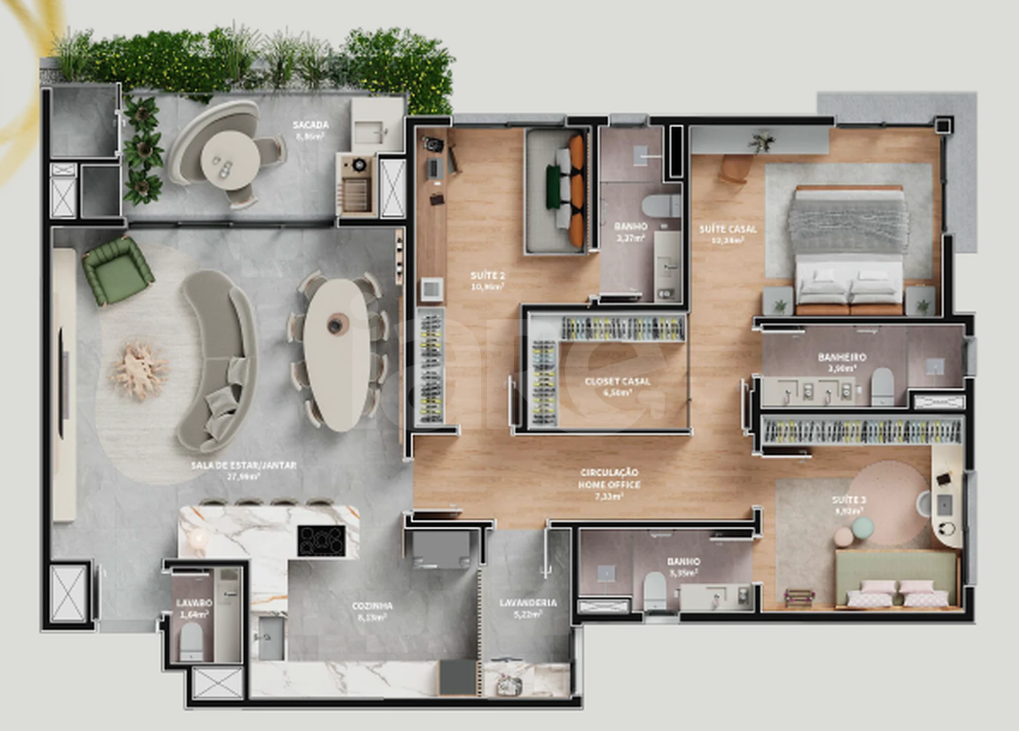 Planta — Apartamento 129,04 m²