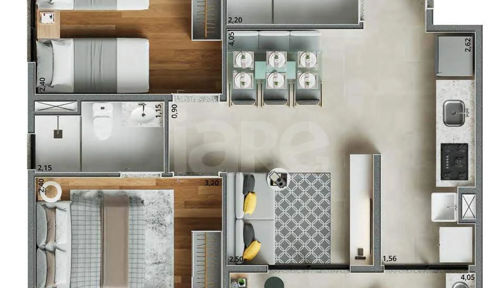 Planta — Apartamento 52,13 m²