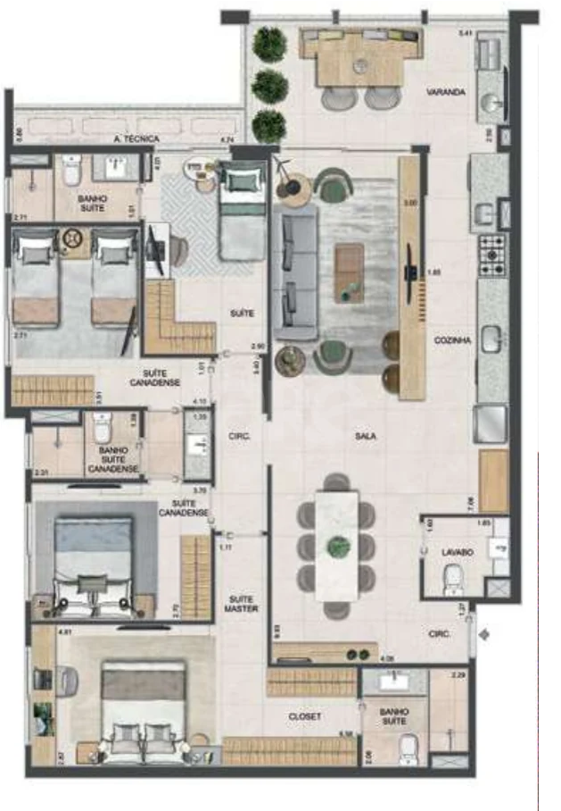 Planta — Apartamento 133,07 m²