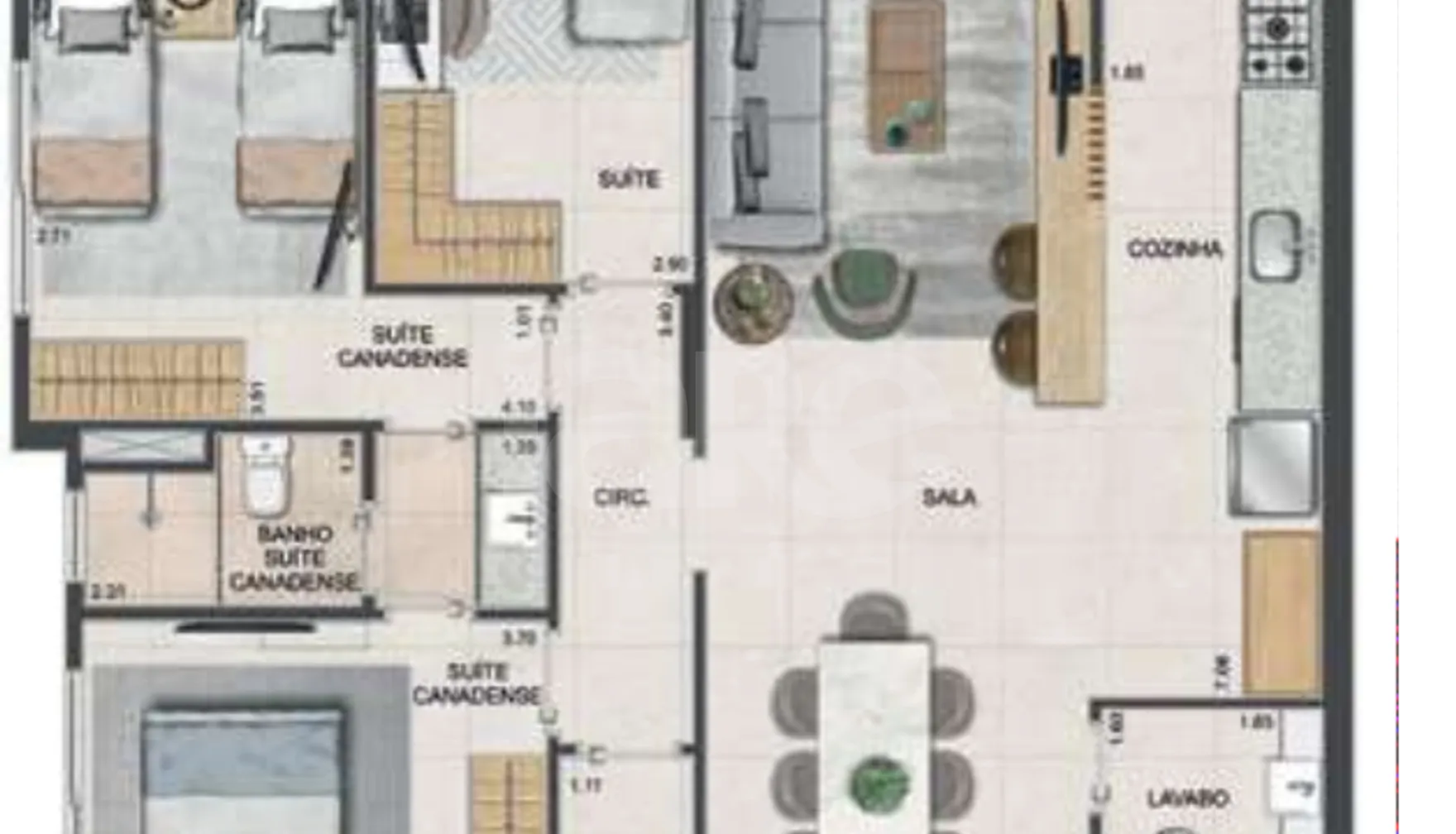 Planta — Apartamento 133,07 m²