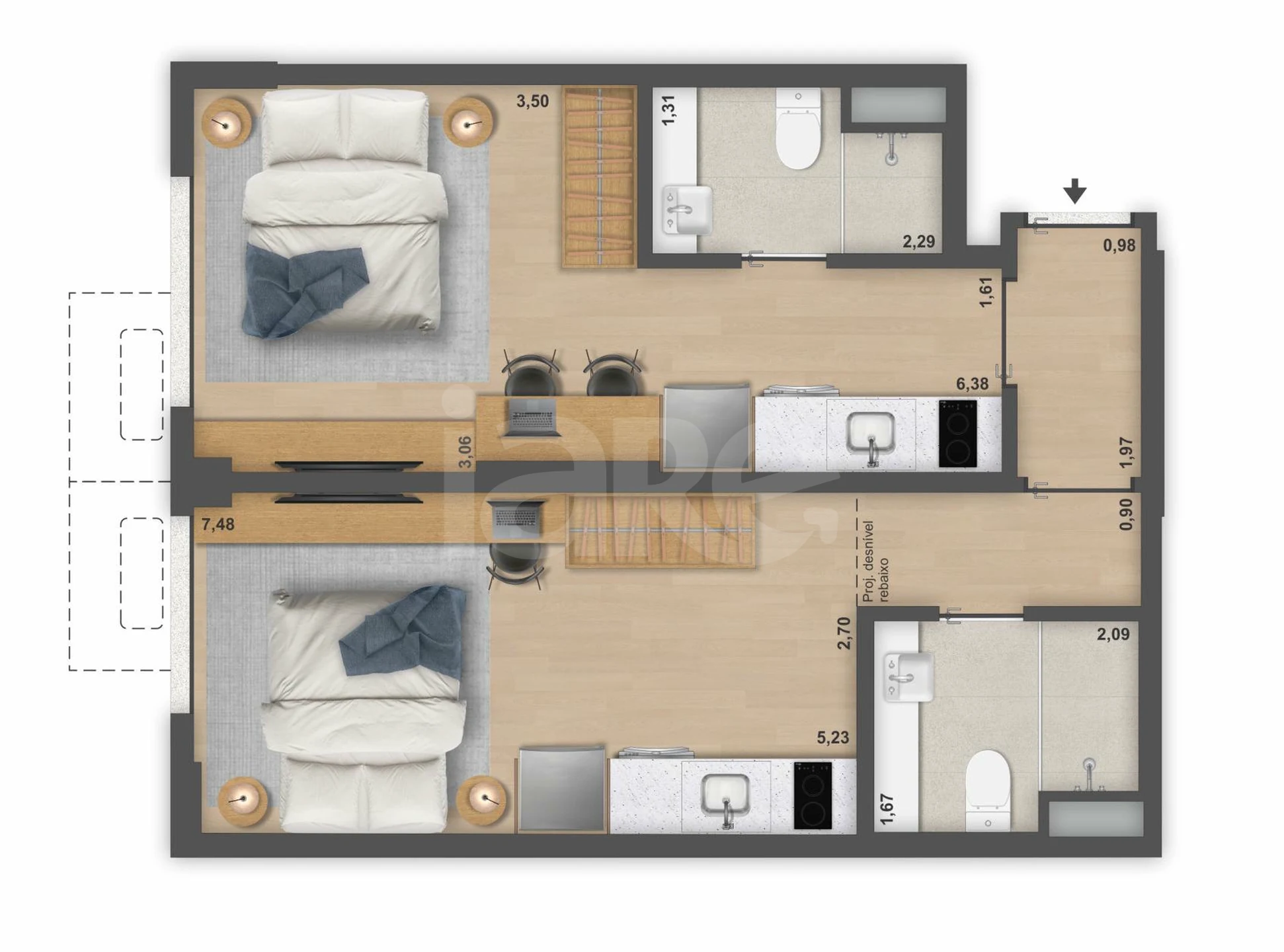 Planta — Apartamento 46,54 m²
