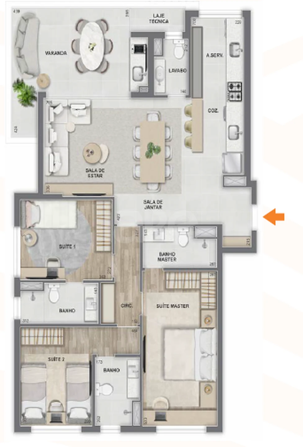 Planta — Apartamento 114,62 m²