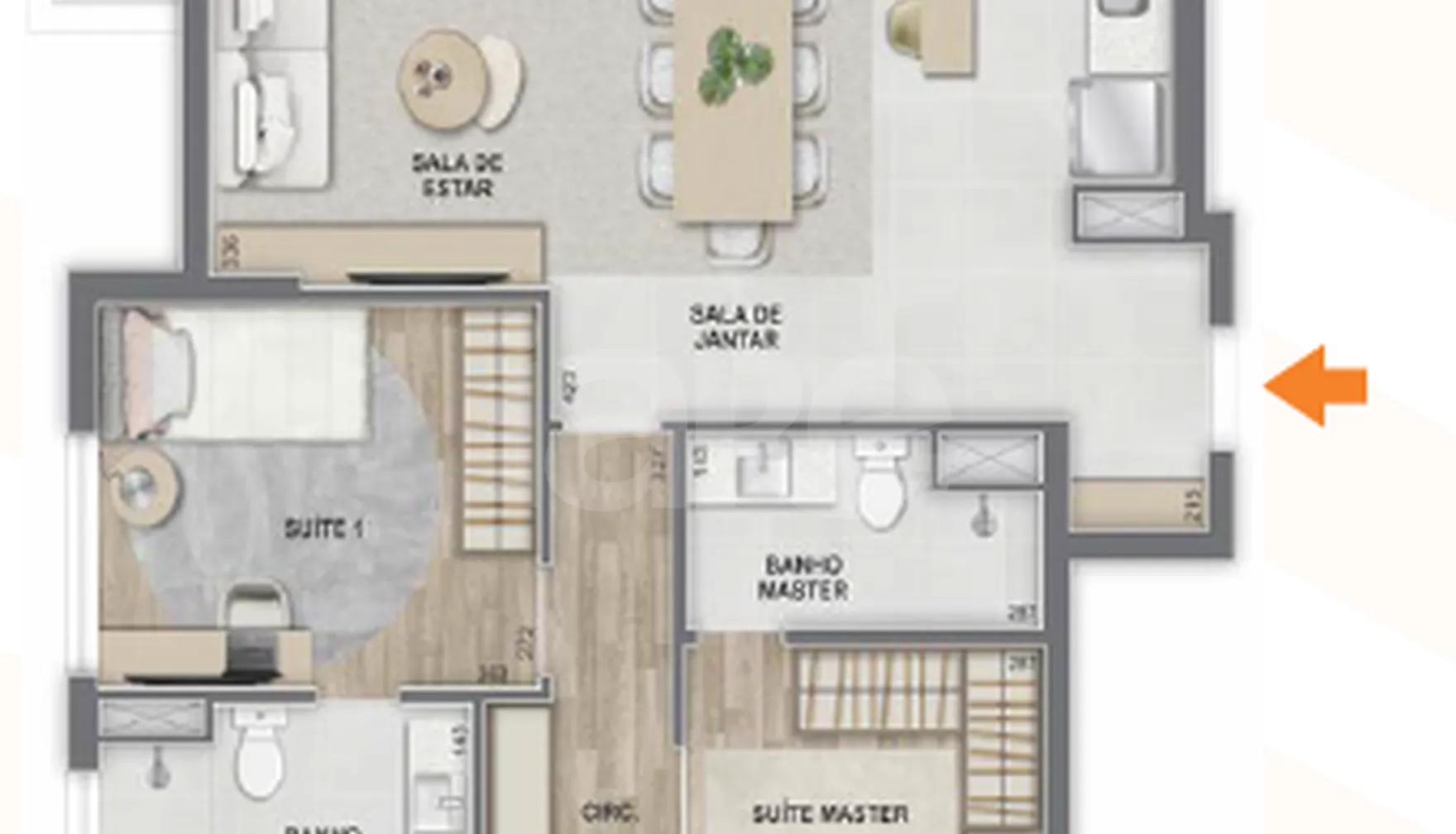 Planta — Apartamento 114,62 m²