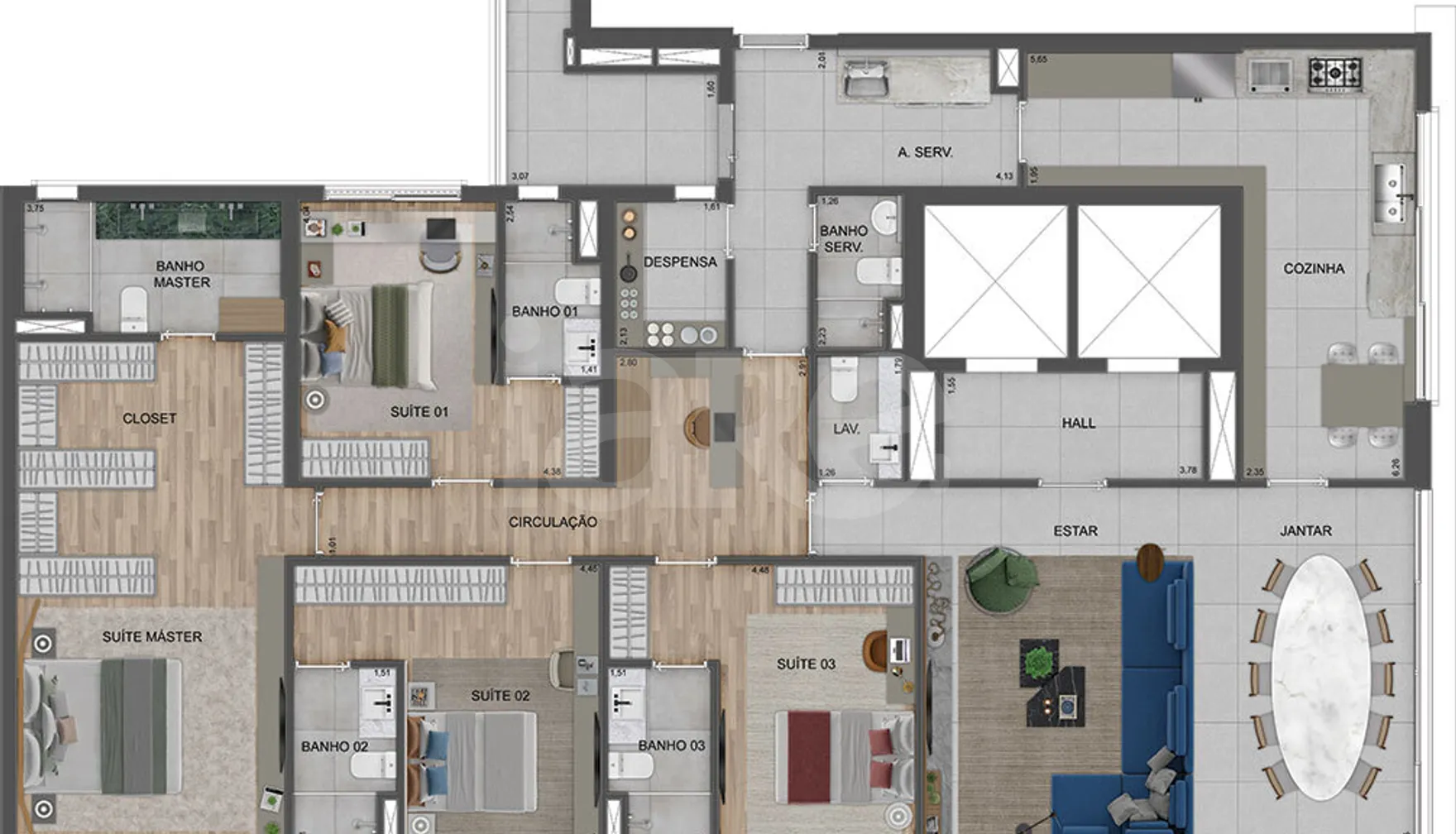 Planta — Apartamento 290 m²