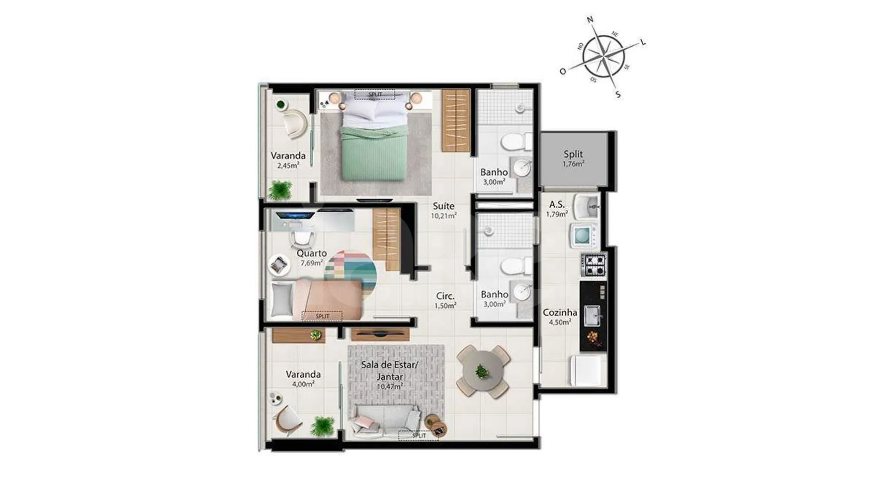 Planta — Apartamento 58,6 m²