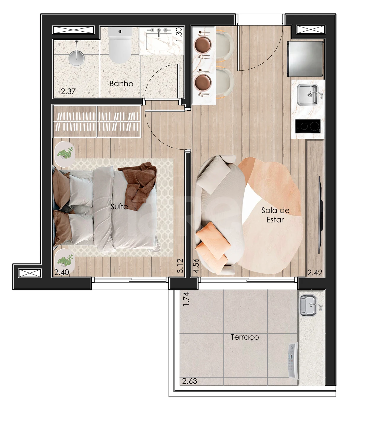 Planta — Apartamento 31,23 m²