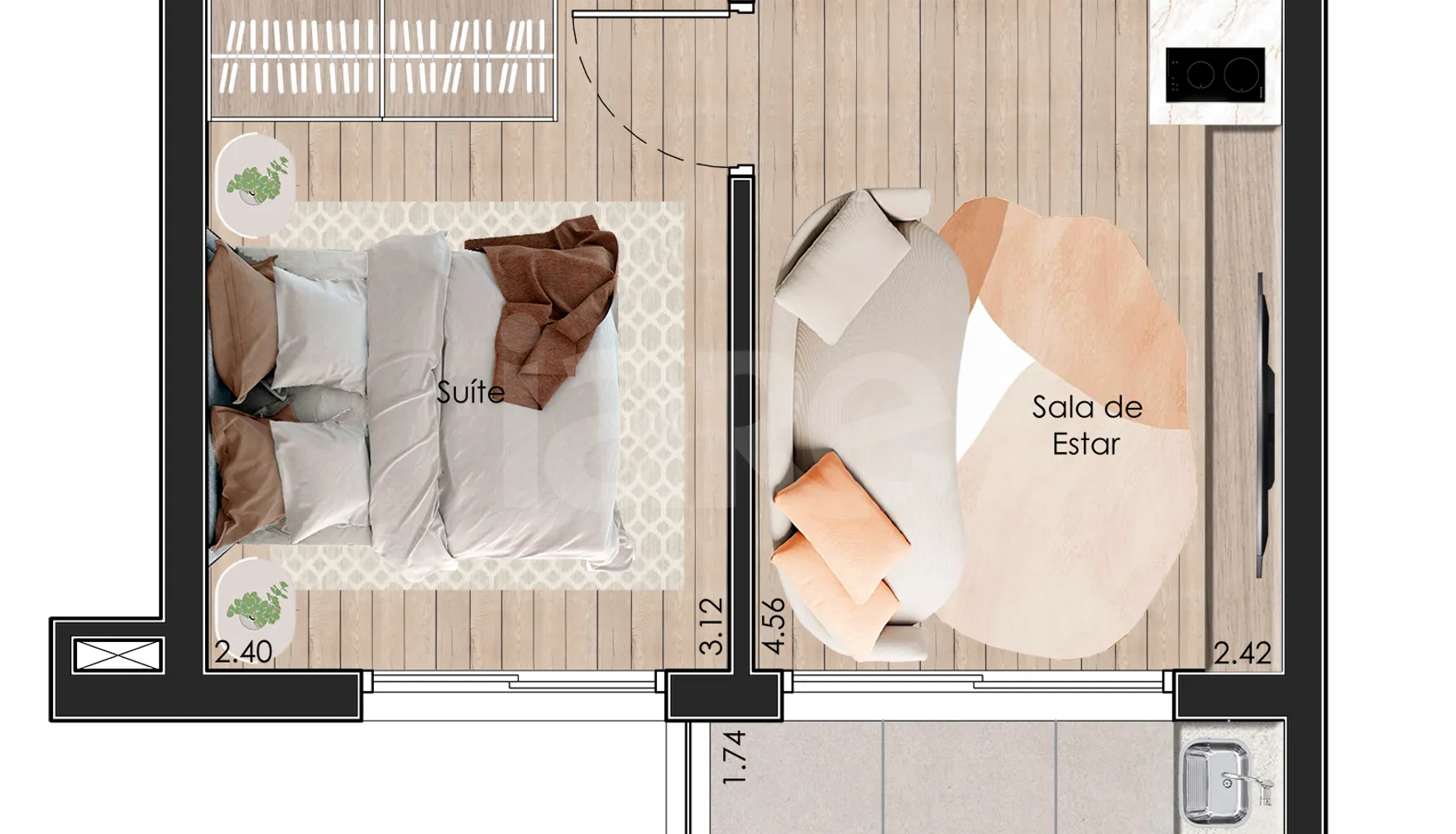 Planta — Apartamento 31,23 m²