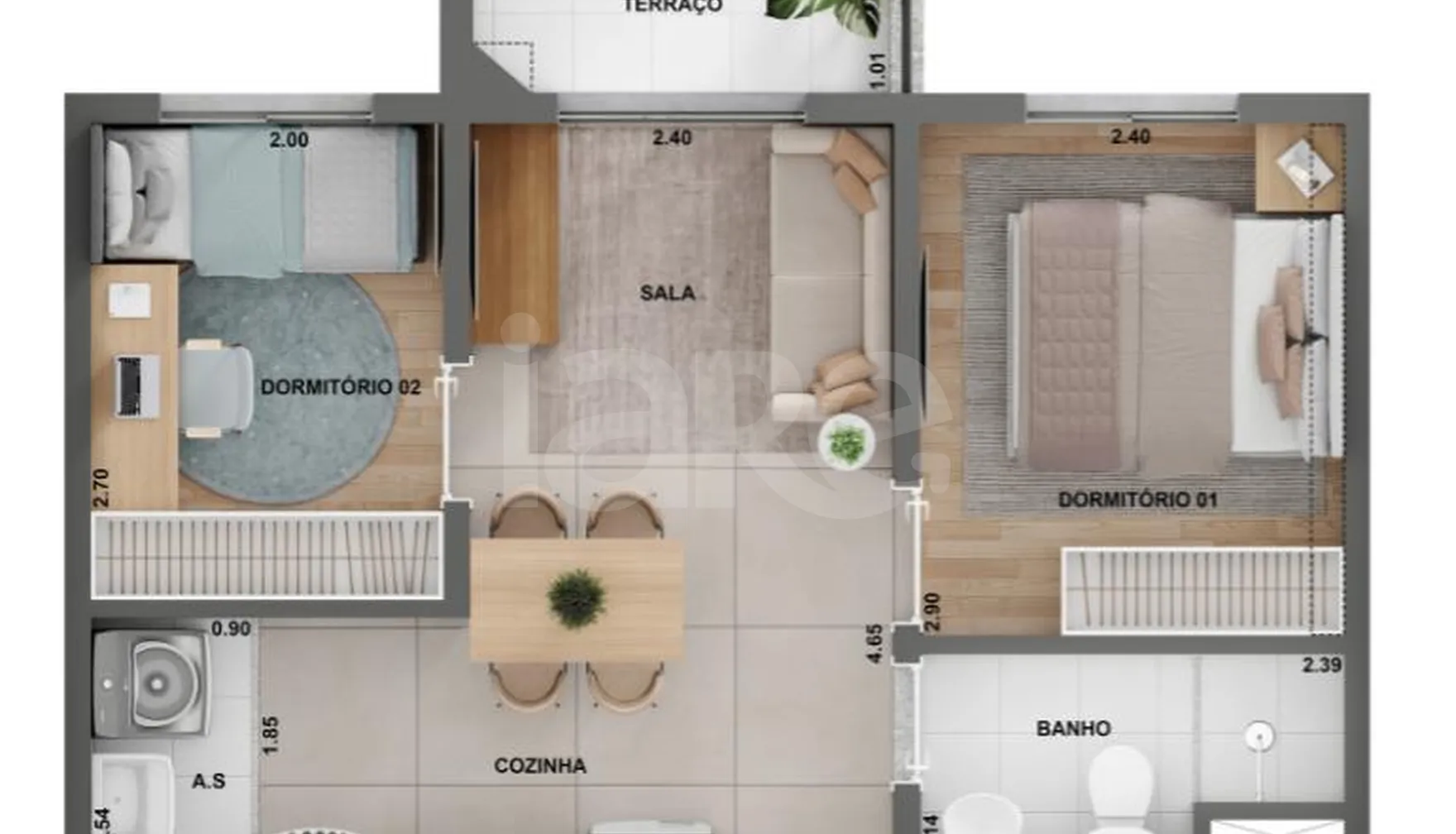 Planta — Apartamento 37 m²