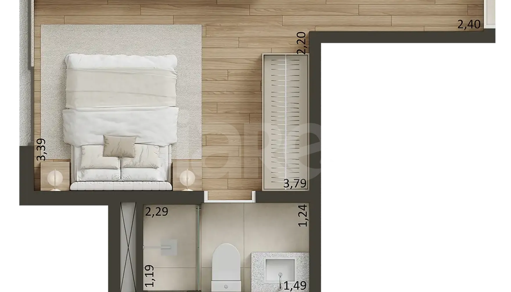 Planta — Studio 19,76 m²