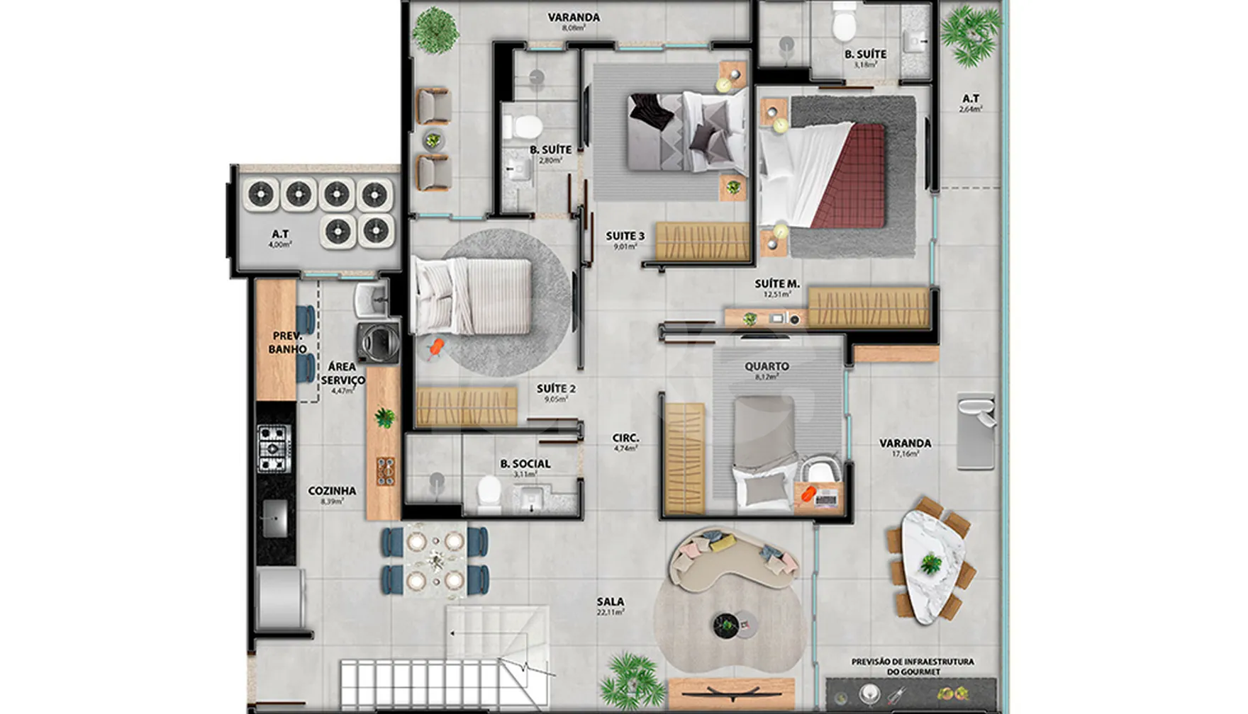 Planta — Cobertura Duplex 260,53 m²