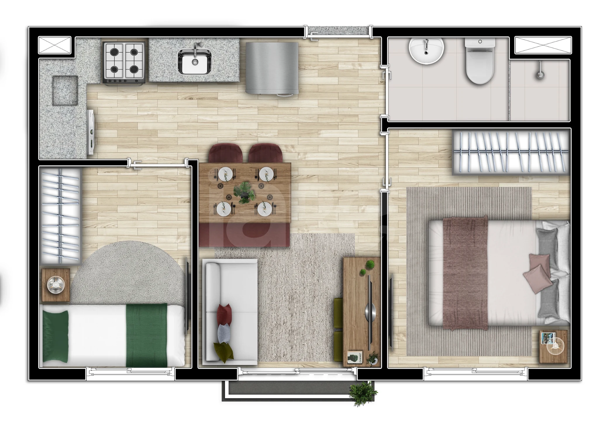 Planta — Apartamento 33,6 m²