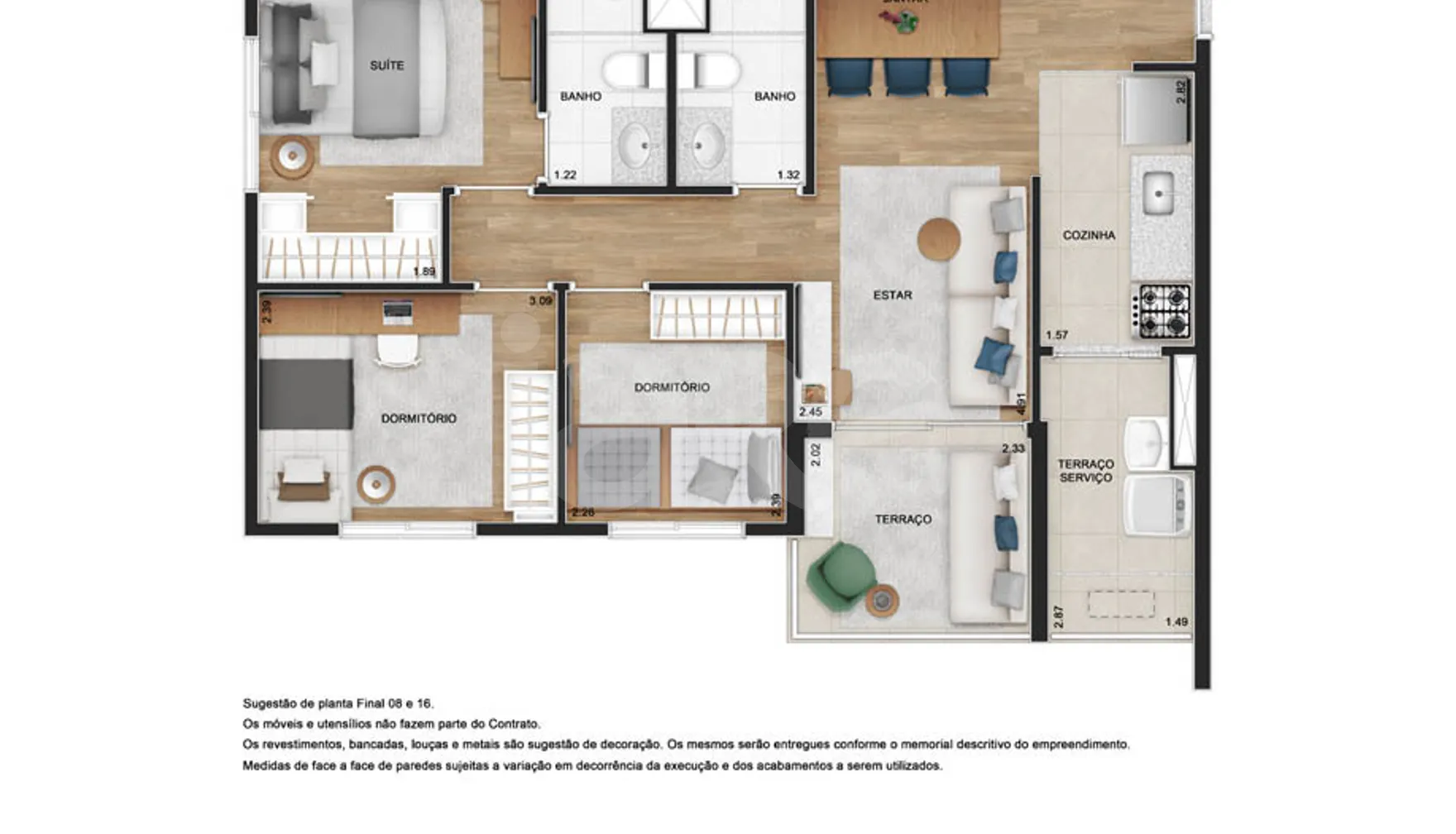 Planta — Apartamento 65 m²