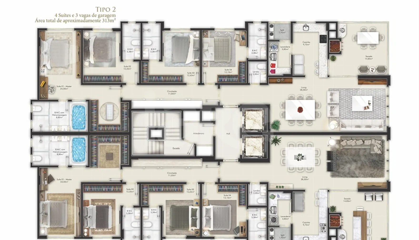 Planta — Apartamento 182,5 m²