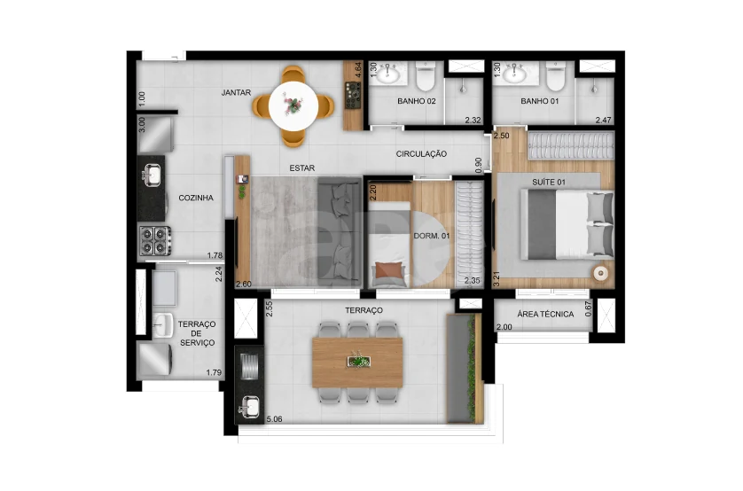 Planta — Apartamento 70 m²