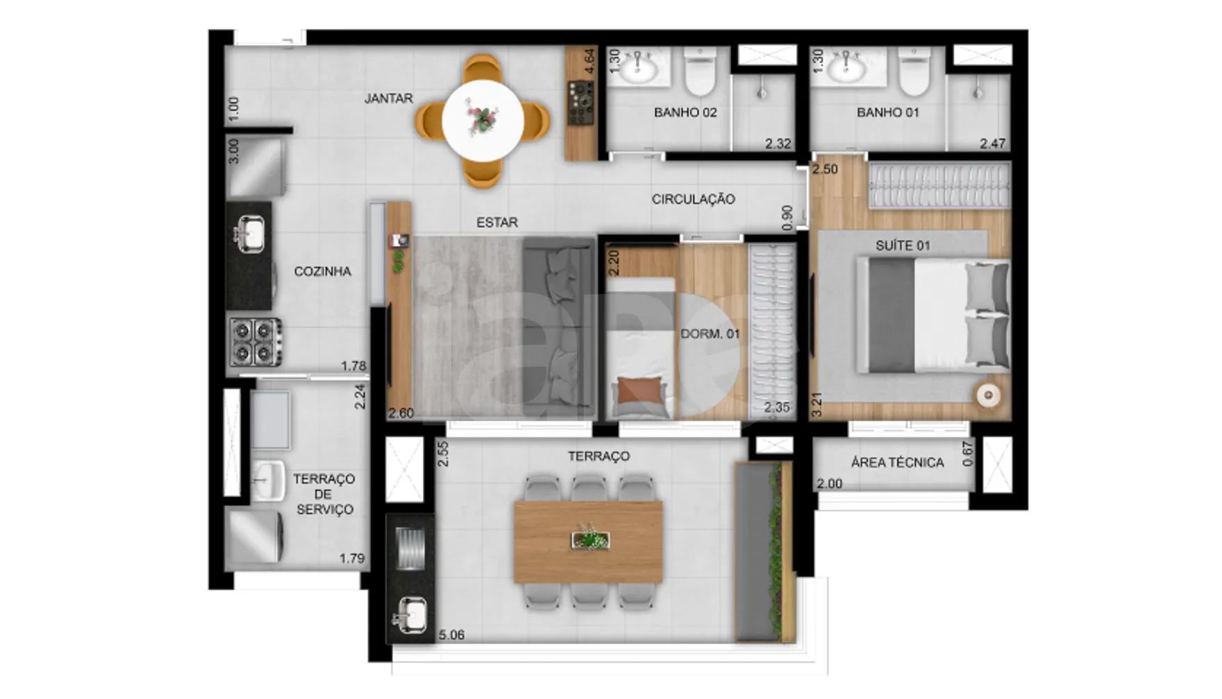 Planta — Apartamento 70 m²